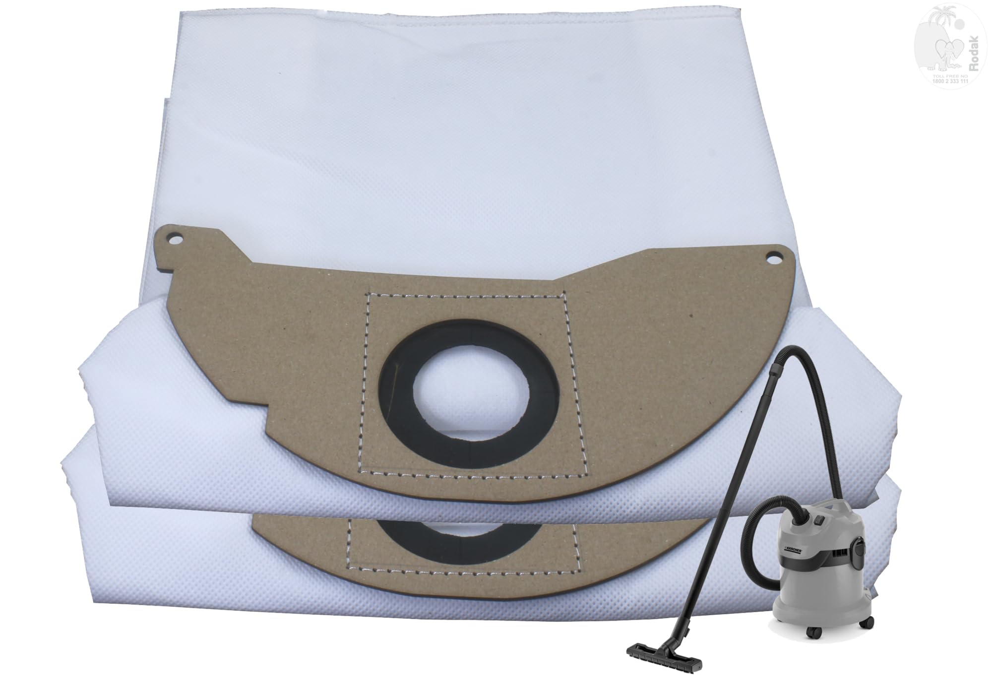 Set of 2 Dust Bags Compatible with Karcher WD2, MV2, Tear Resistant, 3-Ply Dust Bags Provides an Advanced Filtration on Micro-Level Compared to 2 Ply Paper Filters