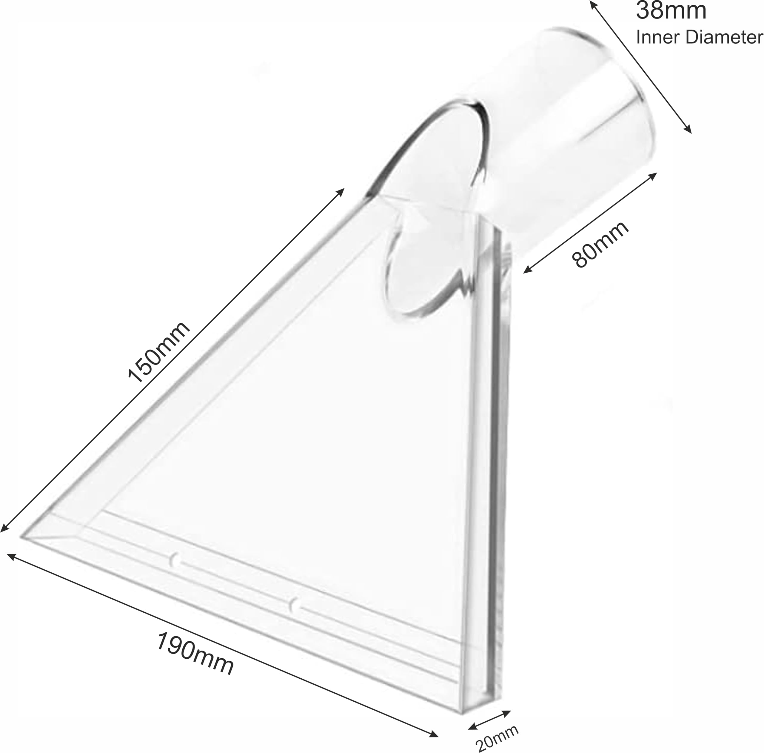 Big Transparent Mattress and Upholstery Nozzle with Steel Tube and Adapter for Wet and Dry Vacuum Cleaning (Plexiglas) (35 mm)