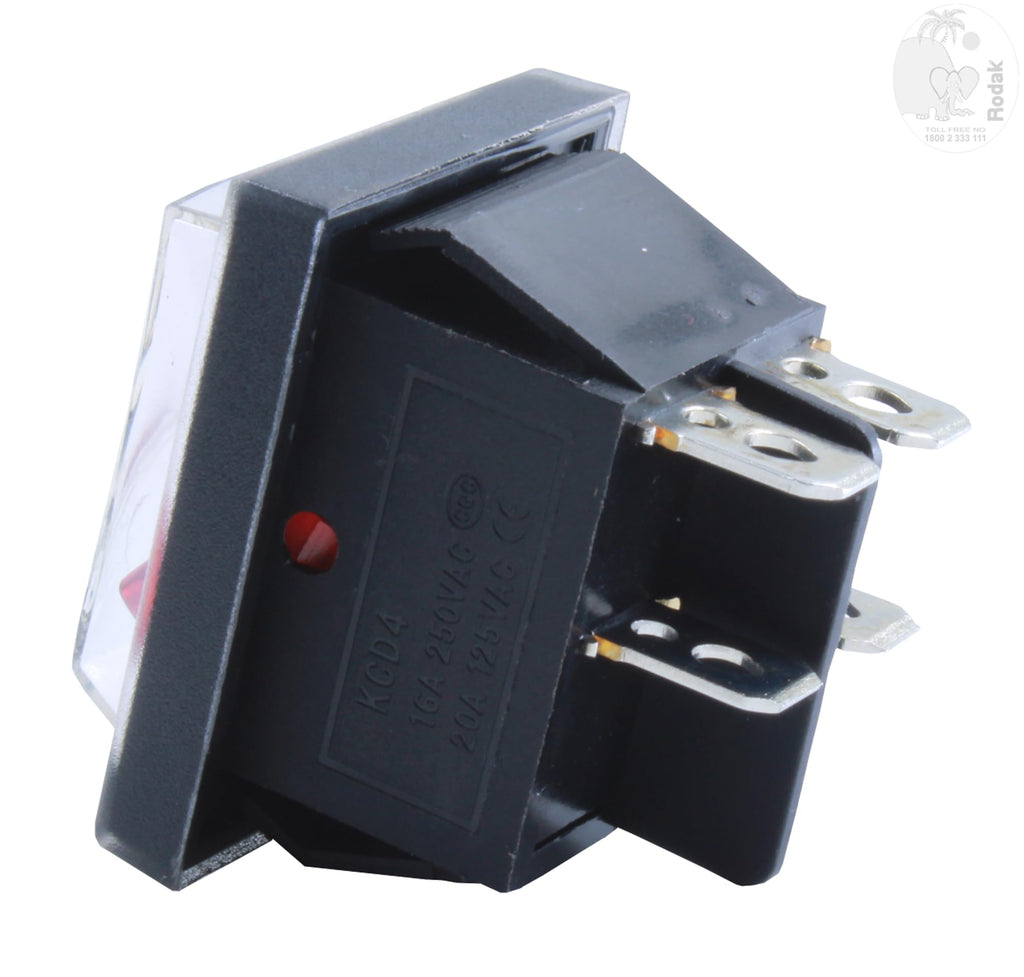 On/Off Rocker Switch 16 A / 125/250 VAC with Waterproof Cover 4 pin, Imported