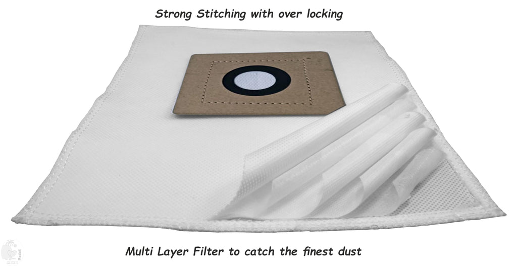 AmazoBasic 1.5 L Vacuum Cleaner Compatible Set of 5 Dust Bags, Tear Resistant, 3-Ply Dust Bags Provides an Advanced Filtration on Micro-Level Compared to 2 Ply Paper Filters