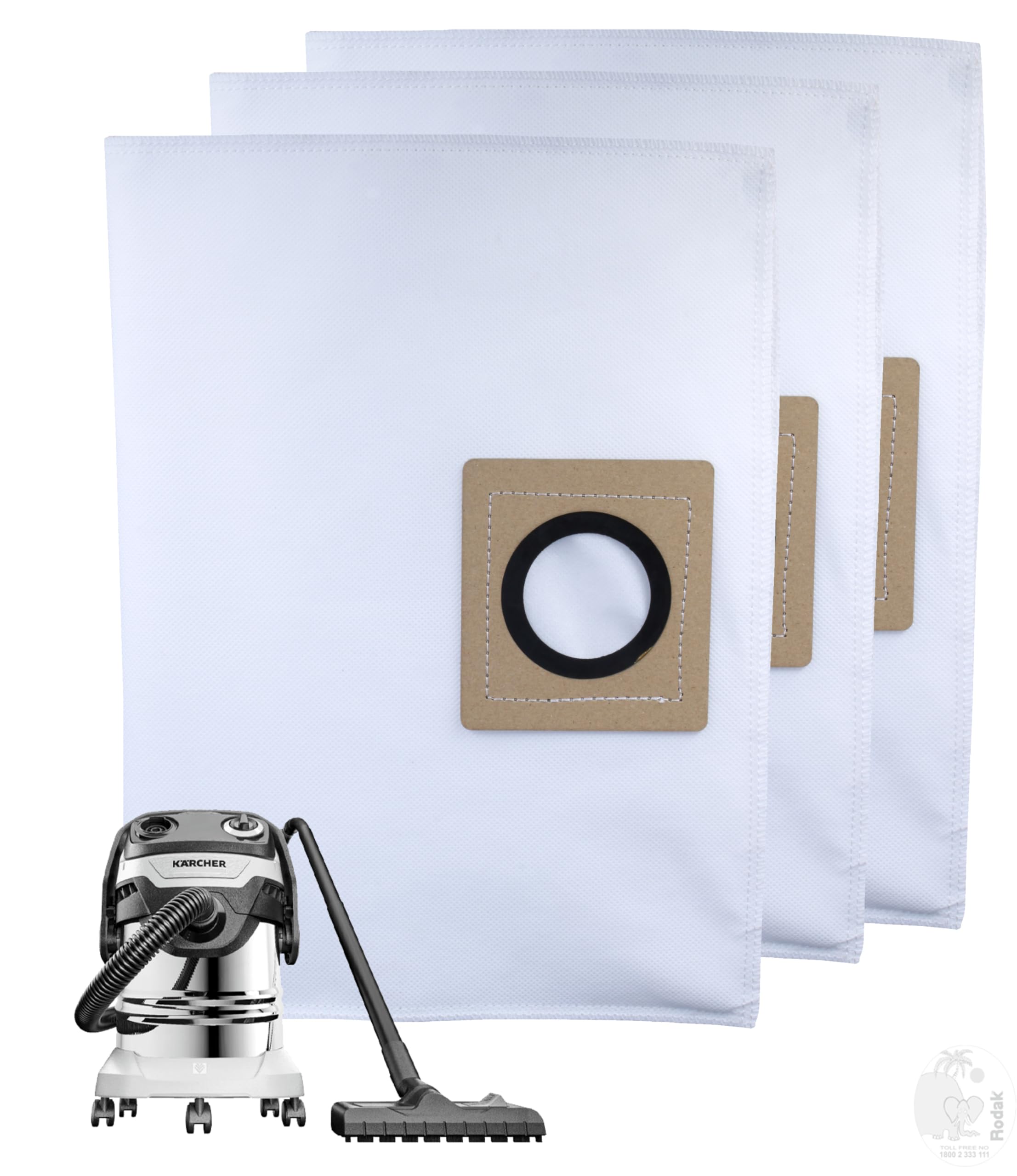 Replacement Filter for KÄRCHER WD5, Set of 3 Dust Bags, Tear Resistant, 3-Ply Dust Bags Provides an Advanced Filtration on Micro-Level Compared to 2 Ply Paper Filters