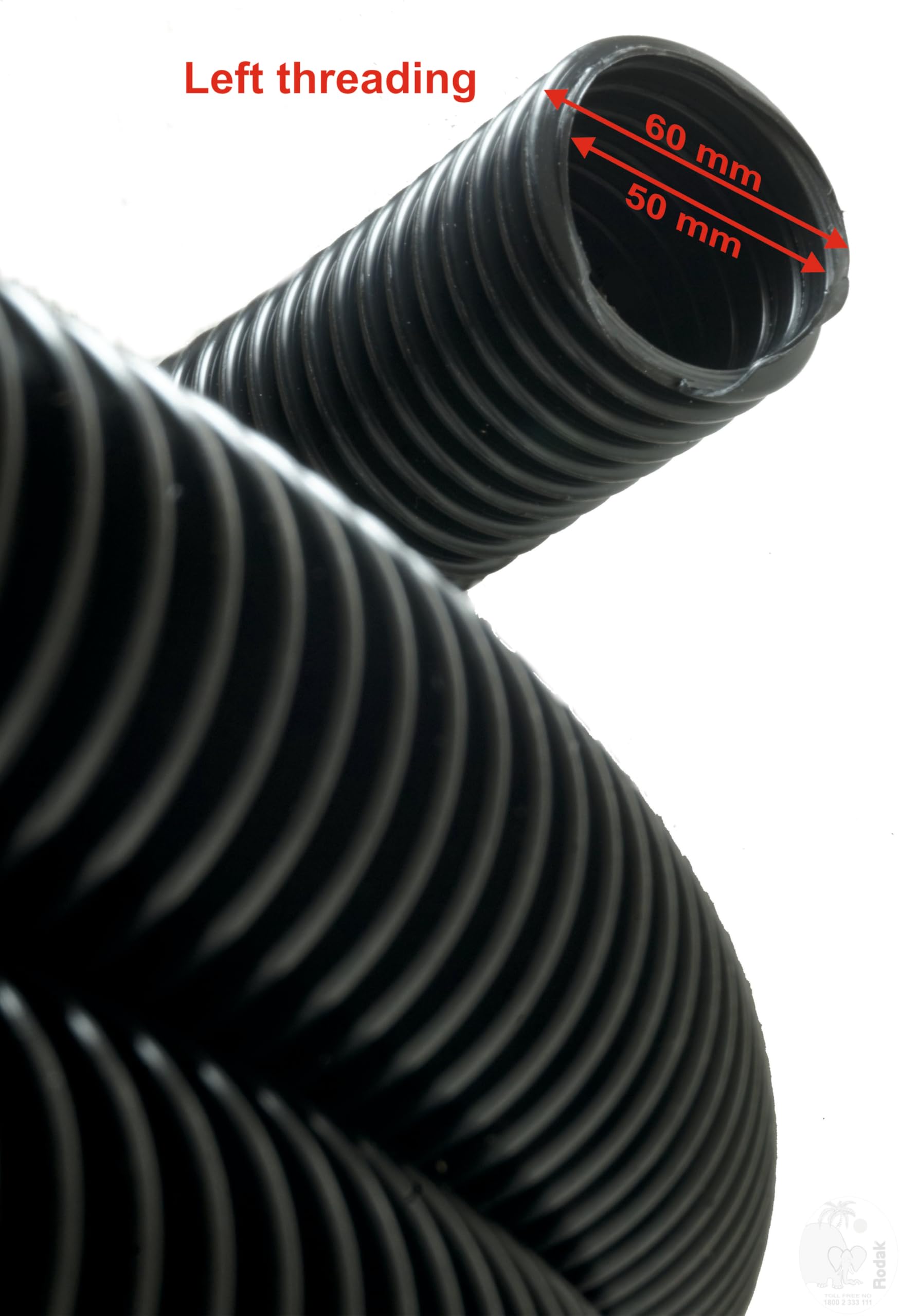 Vacuum Cleaner Hose, 50mm Inner Diameter, 60 mm Outer Diameter (5m)