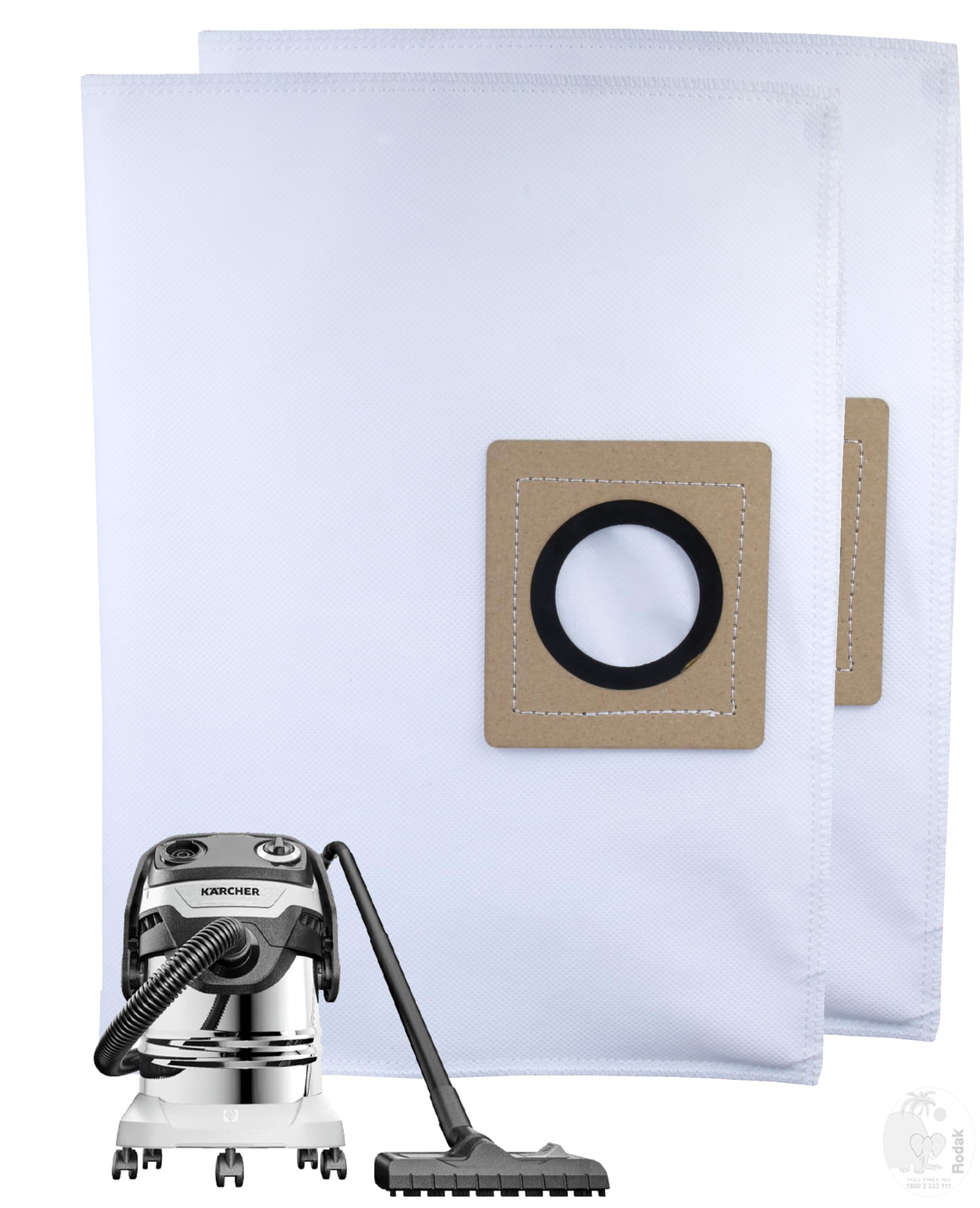 Replacement Filter for KÄRCHER WD5, Set of 2 Dust Bags, Tear Resistant, 3-Ply Dust Bags Provides an Advanced Filtration on Micro-Level Compared to 2 Ply Paper Filters