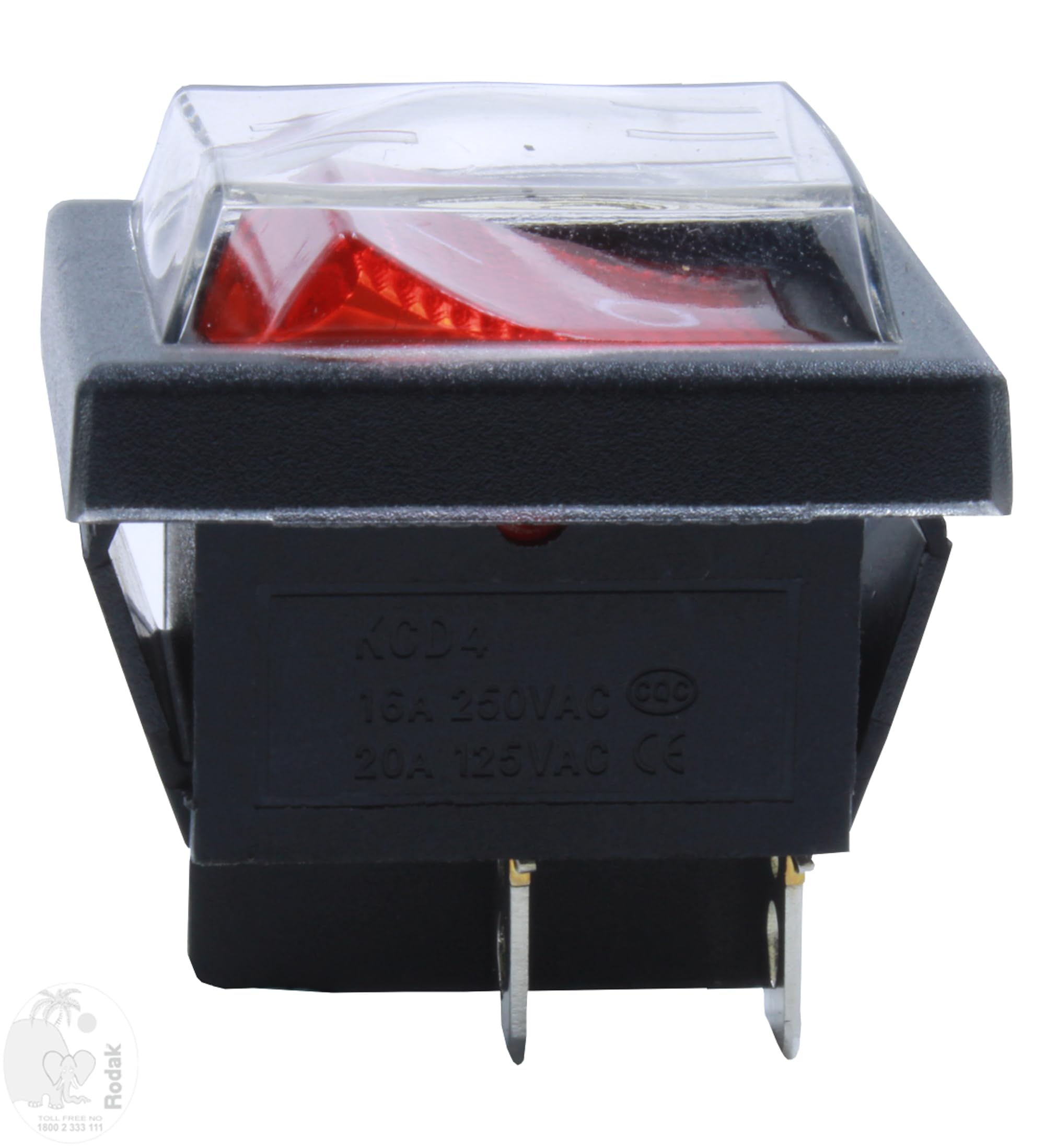 On/Off Rocker Switch 16 A / 125/250 VAC with Waterproof Cover 4 pin, Imported