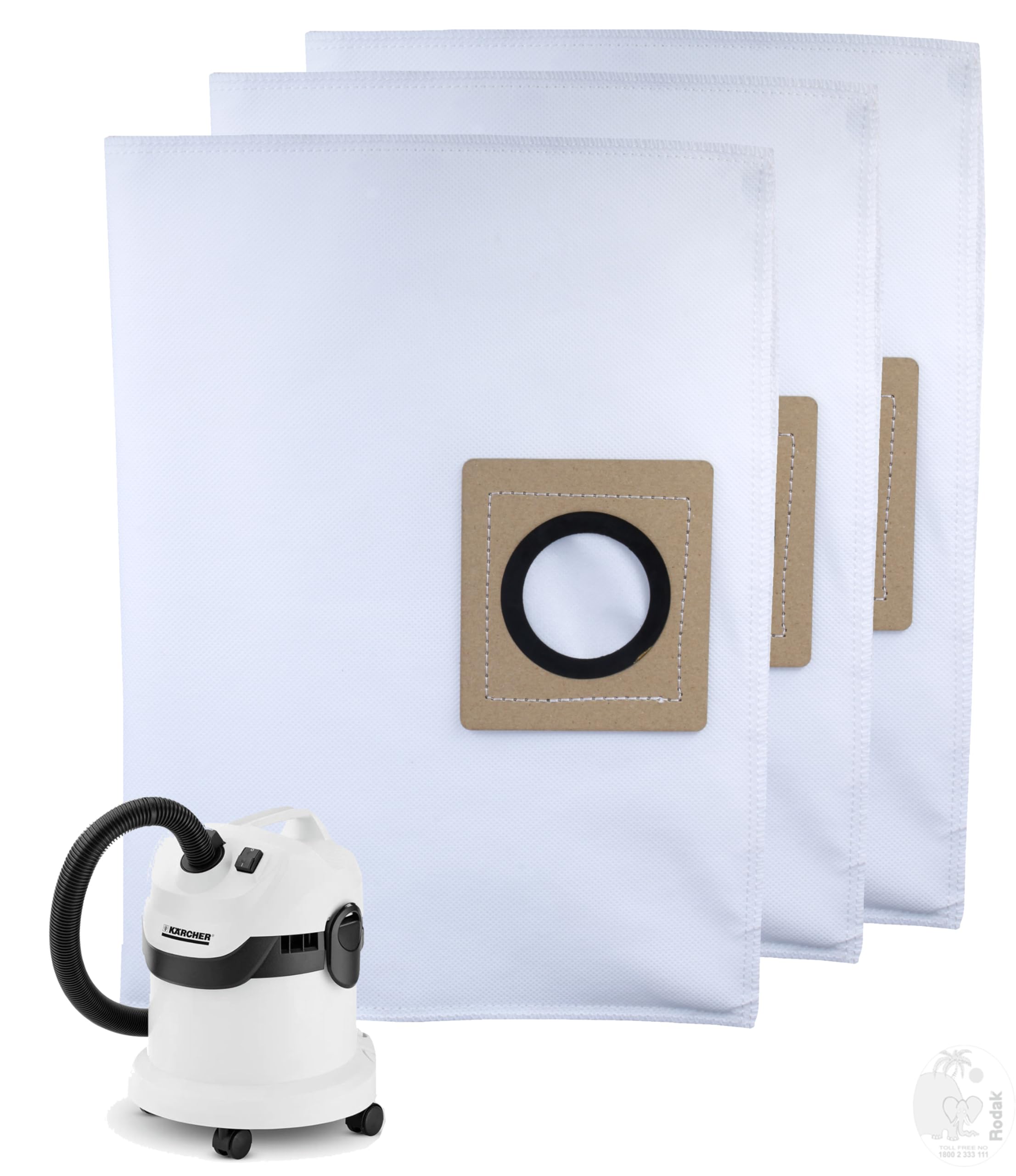 Replacement Filter for KÄRCHER WD2, Set of 2 Dust Bag, Tear Resistant, 3-Ply Dust Bags Provides an Advanced Filtration on Micro-Level Compared to 2 Ply Paper Filters