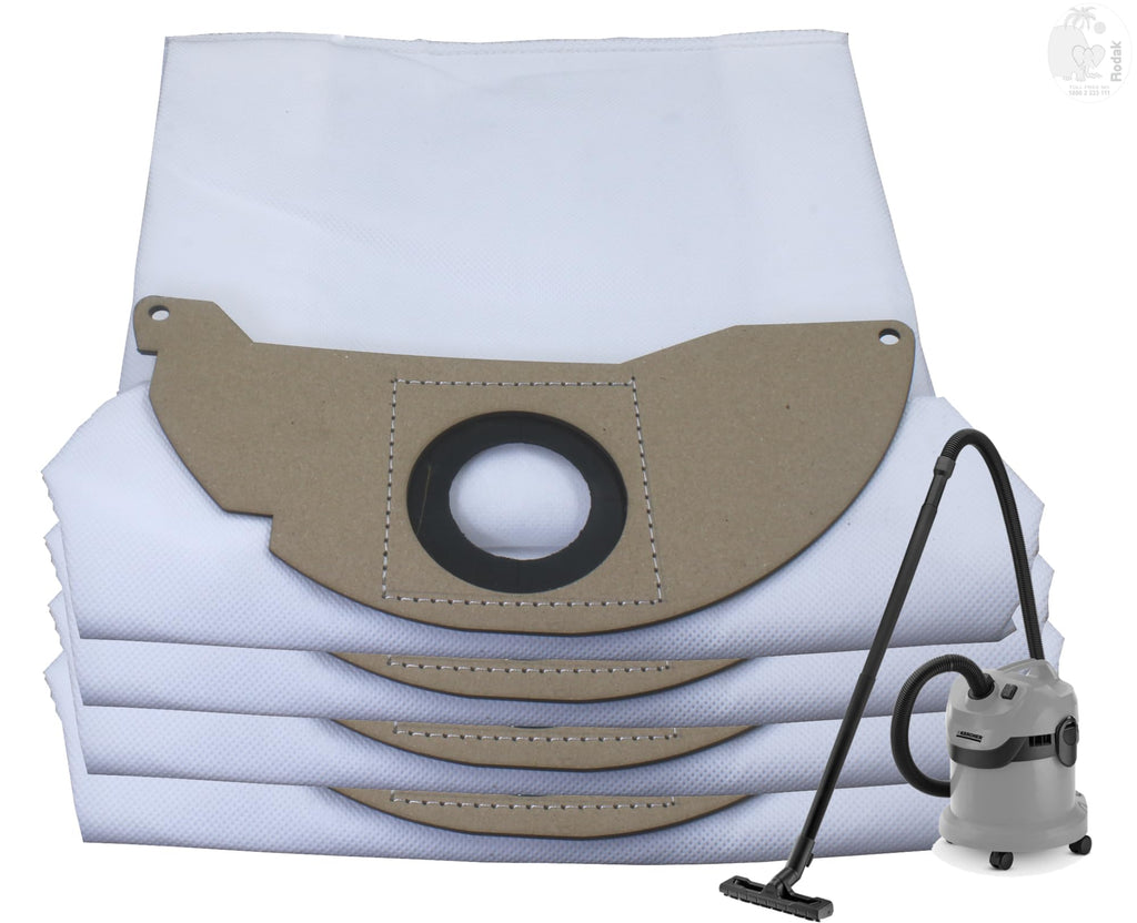 Set of 4 Dust Bags Compatible with Karcher WD2, MV2, Tear Resistant, 3-Ply Dust Bags Provides an Advanced Filtration on Micro-Level Compared to 2 Ply Paper Filters