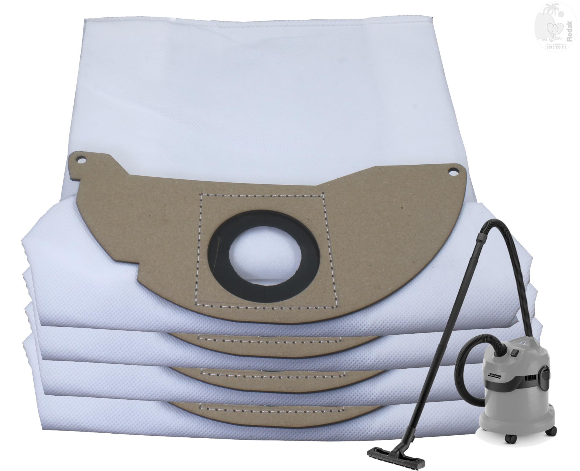 Set of 4 Dust Bags Compatible with Karcher WD2, MV2, Tear Resistant, 3-Ply Dust Bags Provides an Advanced Filtration on Micro-Level Compared to 2 Ply Paper Filters
