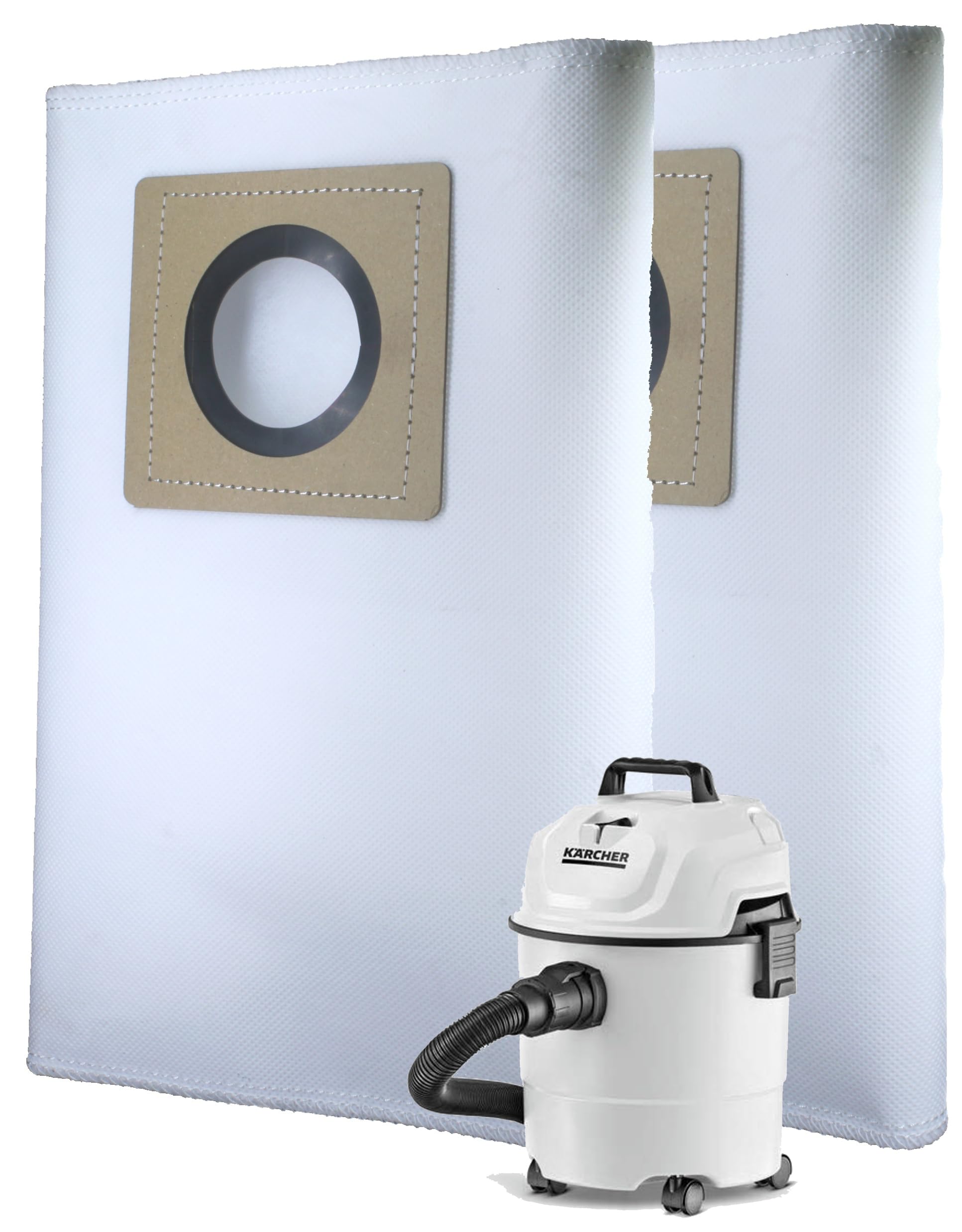 Replacement Filter for KÄRCHER WD1, Set of 2 Dust Bags, Tear Resistant, 3-Ply Dust Bags Provides an Advanced Filtration on Micro-Level Compared to 2 Ply Paper Filters