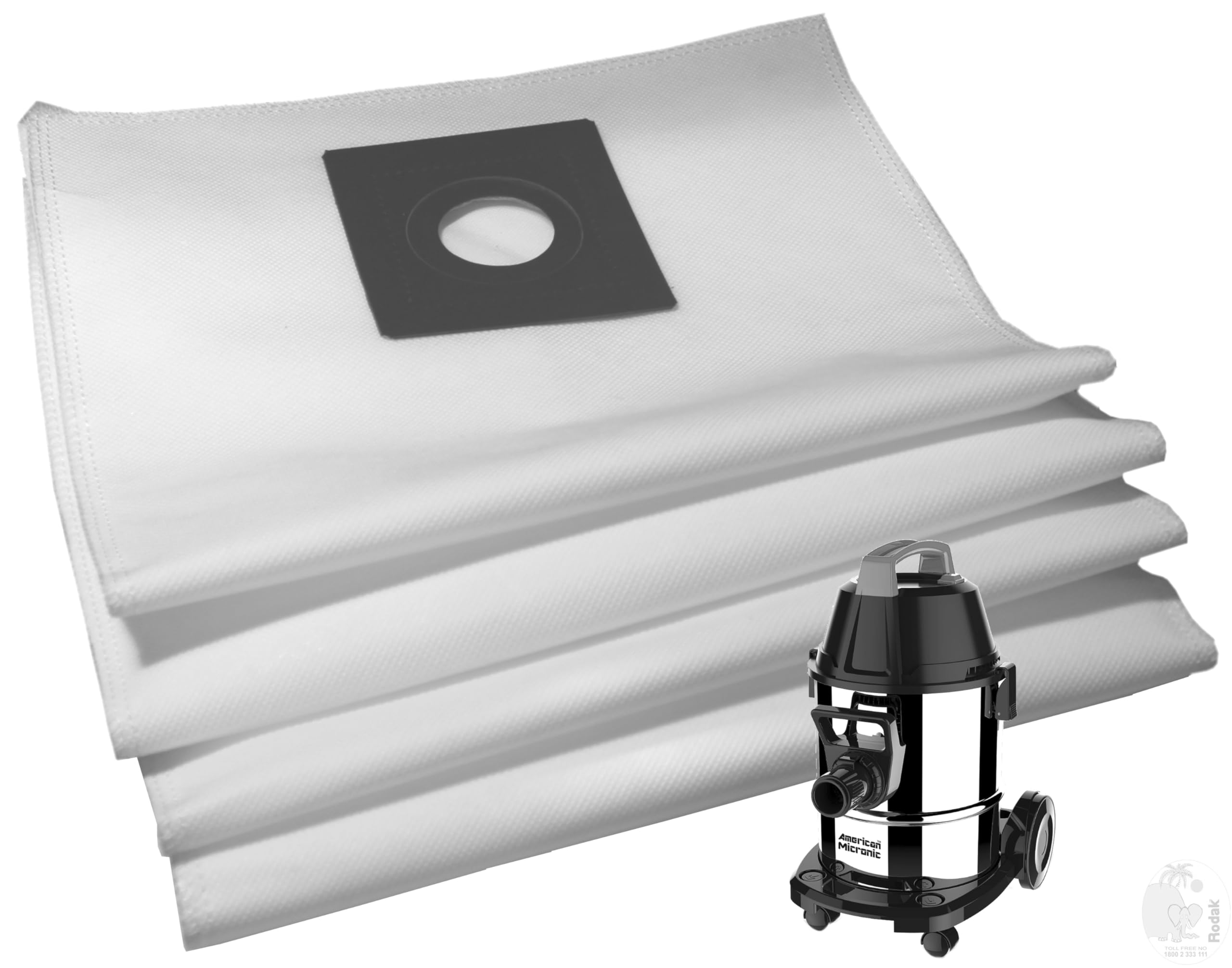 Set of 4 Dust Bags Compatible with AMI-VCD21-1600WDx, Tear Resistant, 3-Ply Dust Bags Provides an Advanced Filtration on Micro-Level Compared to 2 Ply Paper Filters