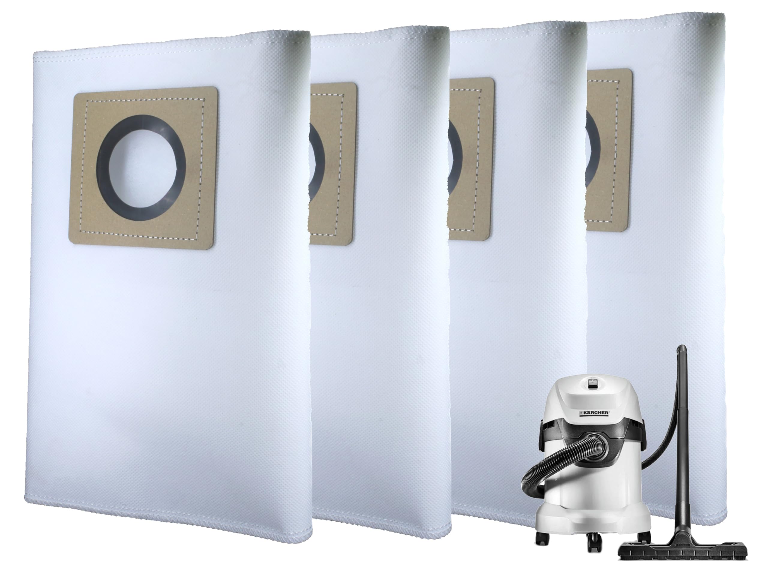 Set of 4 Dust Bags Compatible with Karchre WD3, Tear Resistant, 3-Ply Dust Bags Provides an Advanced Filtration on Micro-Level Compared to 2 Ply Paper Filters