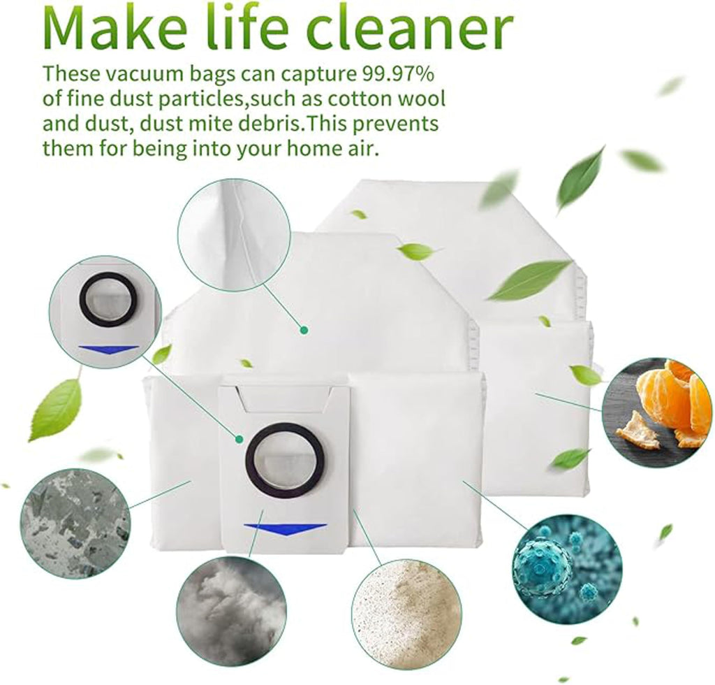Activated Carbon Dust Bags Compatible with Yeedi Vac 2 Pro/Vac/Vac Max/Vac Station Robotic Vacuum Cleaners. (4 pcs)