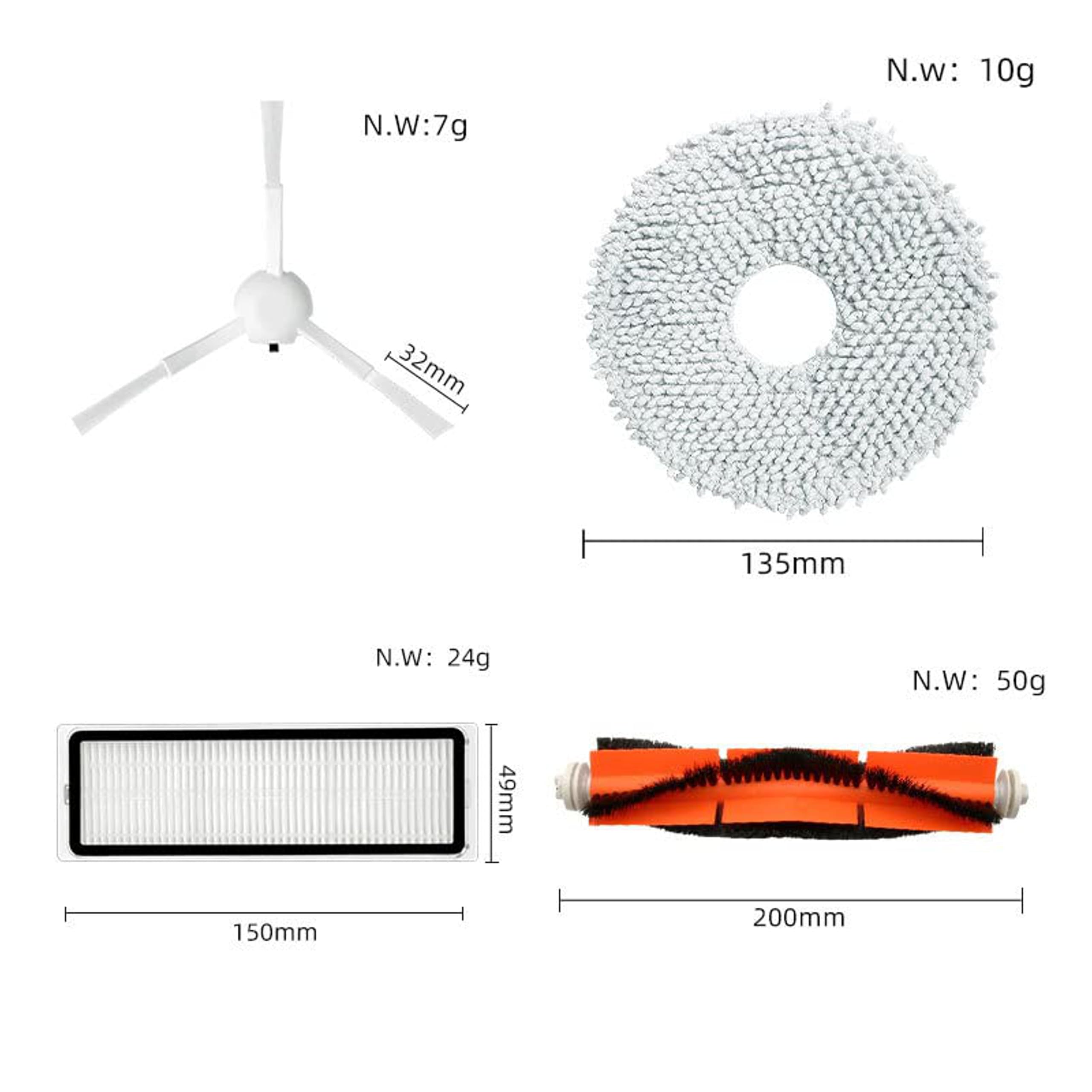 Replacement Kit for Dreame B101CN, S10, S10 Pro Robotic Vacuum Cleaners.