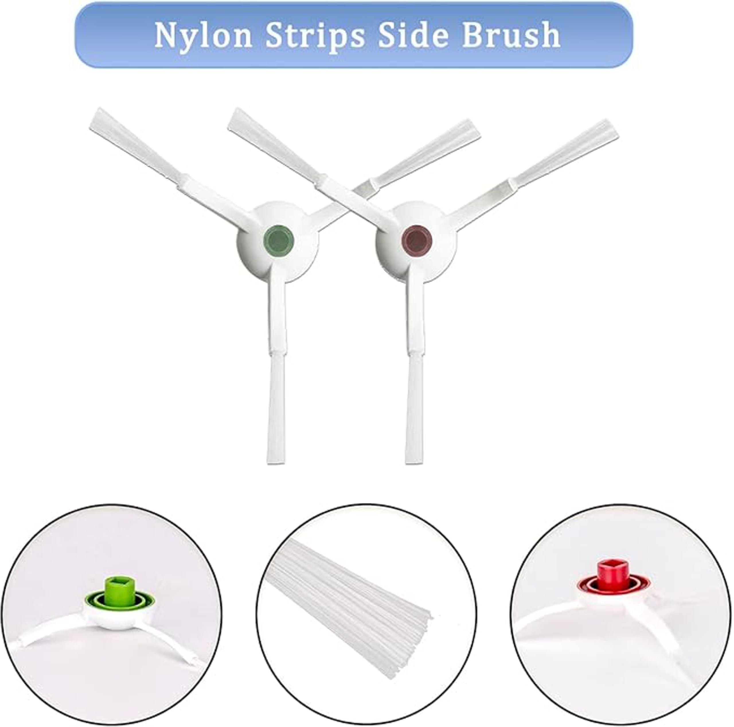 4pc Side Spinning Brush Replacement for Ecoveacs IROBOTs T20, T20 PRO, T20 MAX, T20 MAX Plus, T20 PRO MAX Vacuum Cleaners.