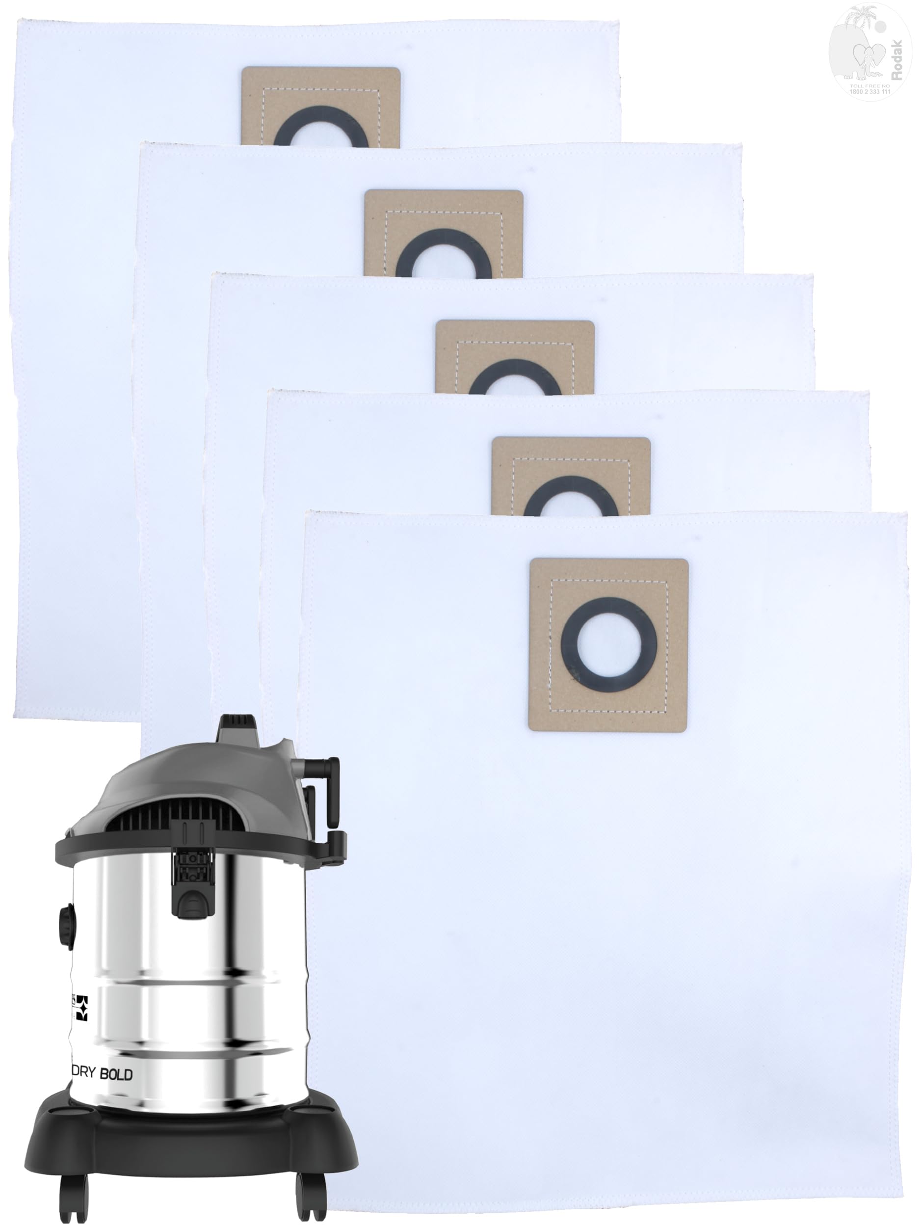 Set of 5 Dust Bags Compatible with Euroclean Bold, Tear Resistant, 3-Ply Dust Bags Provides an Advanced Filtration on Micro-Level Compared to 2 Ply Paper Filters