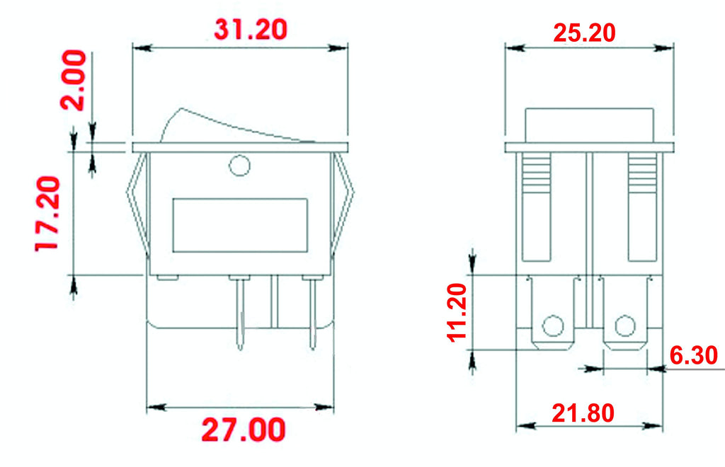 On/Off Rocker Switch 16 A / 125/250 VAC with Waterproof Cover 4 pin, Imported