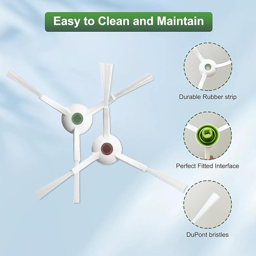 4pc Side Spinning Brush Replacement for Ecoveacs IROBOTs T20, T20 PRO, T20 MAX, T20 MAX Plus, T20 PRO MAX Vacuum Cleaners.