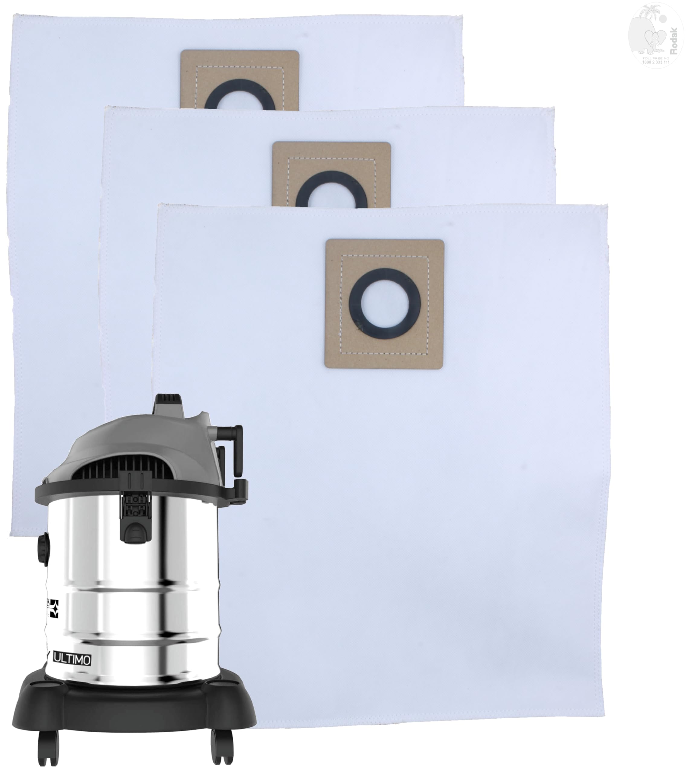 Set of 3 Dust Bags Compatible with Euroclean Ultimo, Tear Resistant, 3-Ply Dust Bags Provides an Advanced Filtration on Micro-Level Compared to 2 Ply Paper Filters
