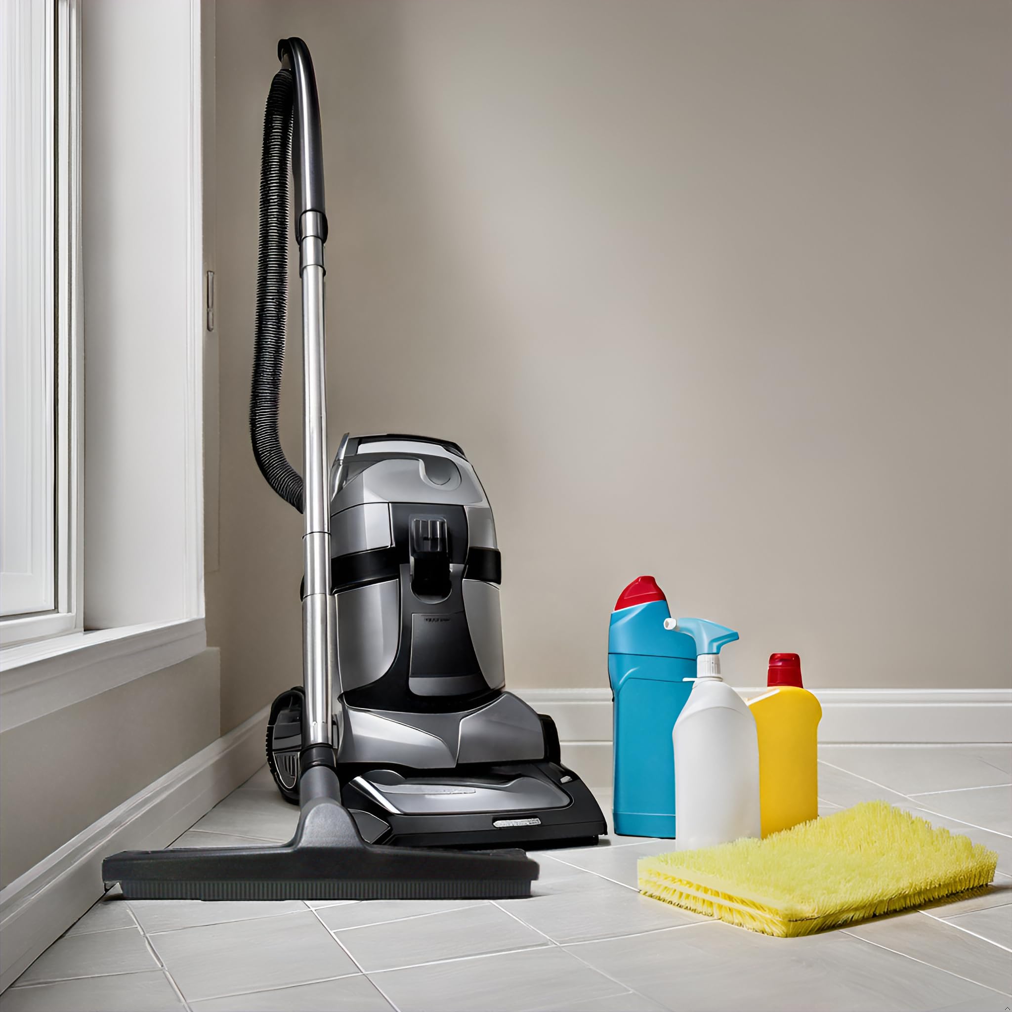 Brush for Wet Floor Cleaning, Indoor and Outdoor, 300 mm Width, Sliding On 2 Wheels, 38 mm