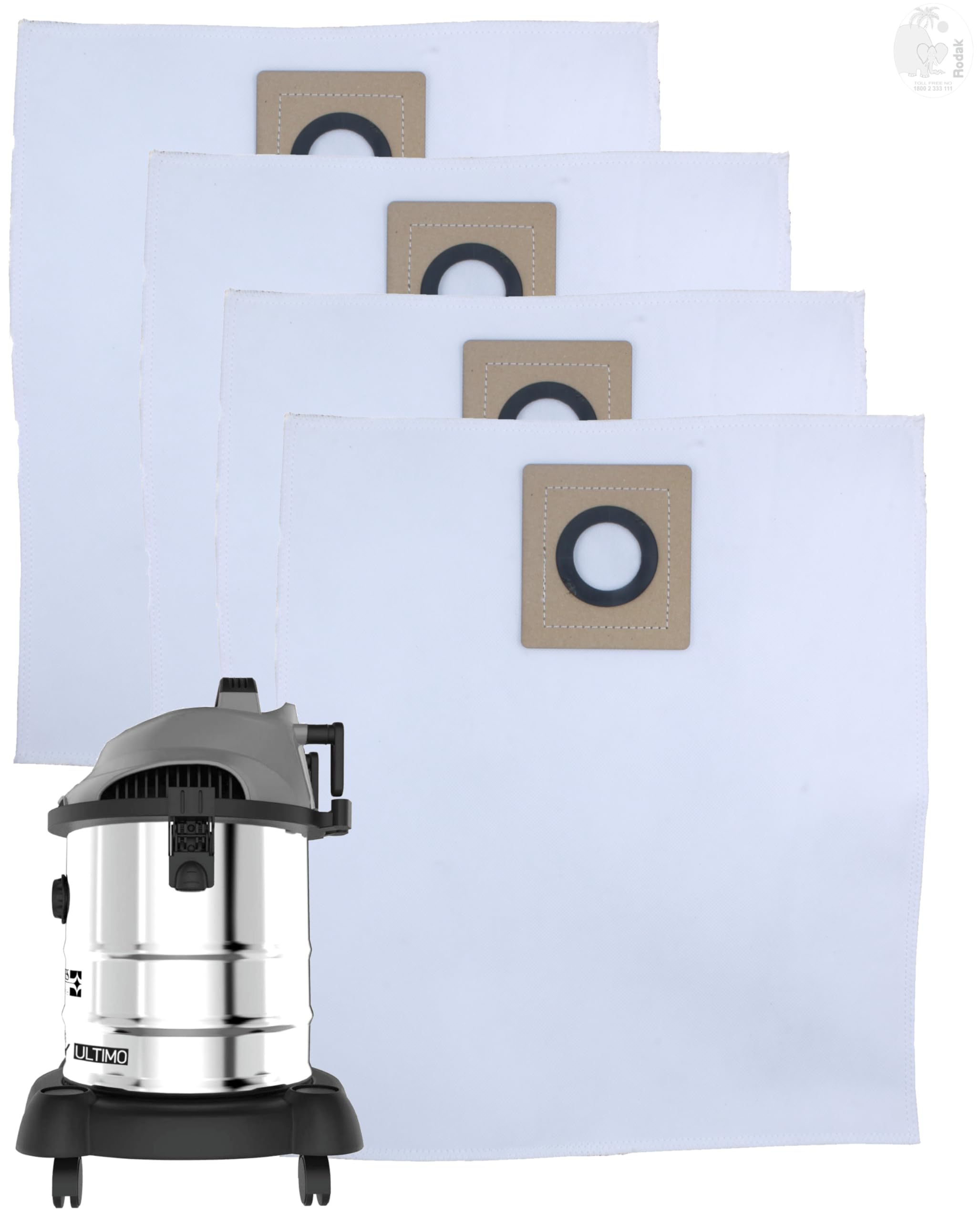 Set of 4 Dust Bags Compatible with Euroclean Ultimo, Tear Resistant, 3-Ply Dust Bags Provides an Advanced Filtration on Micro-Level Compared to 2 Ply Paper Filters