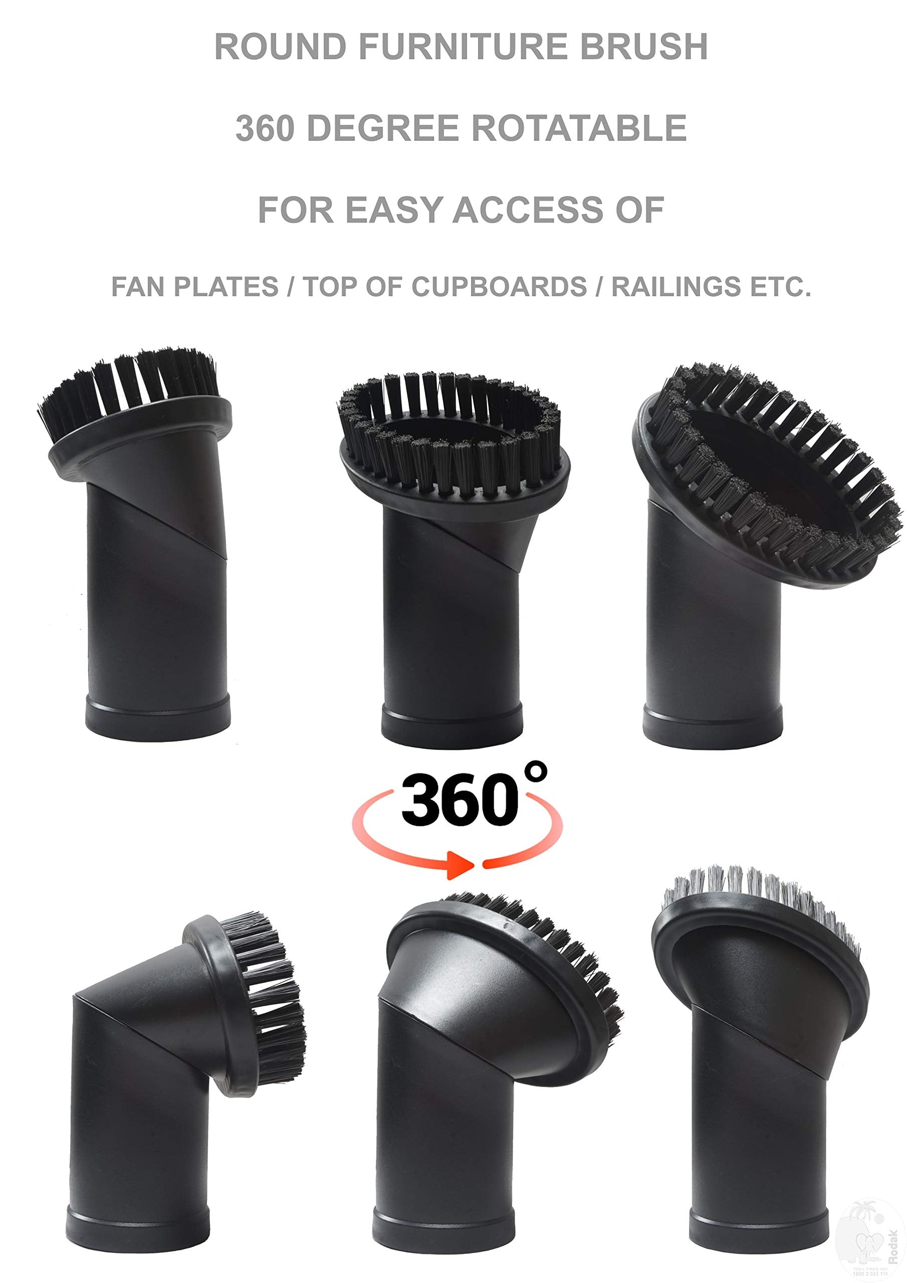 360 Degree Rotatable Vacuum Brush Round, Imported (32 mm)