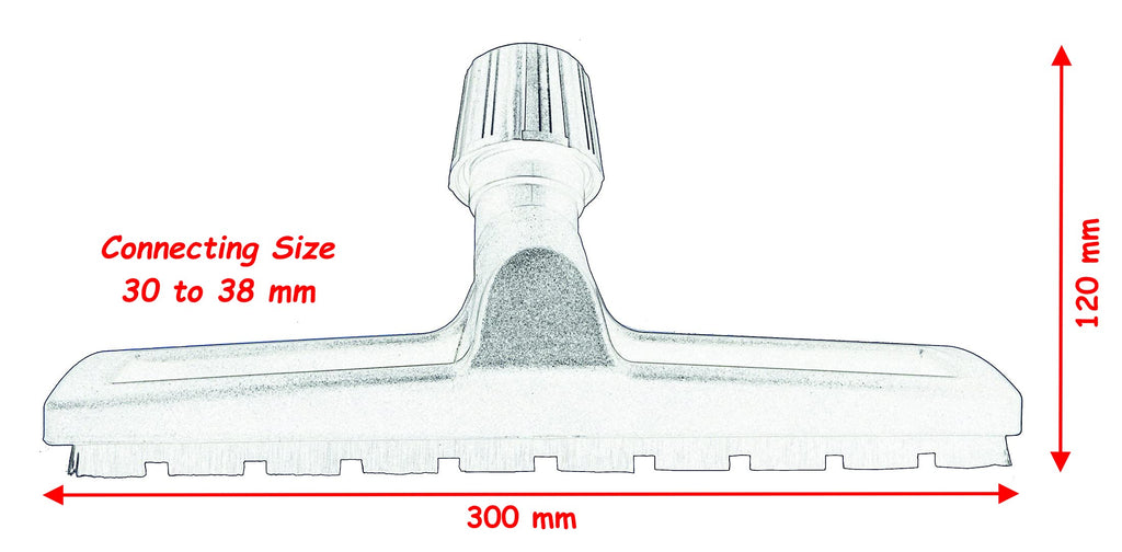 Floor Brush, Universal Connecting Size Between 30 to 38 mm, for Indoor and Outdoor, Suitable for Wooden, Stone and Tile Flooring, 30 CM Width, Sliding On 2 Wheels