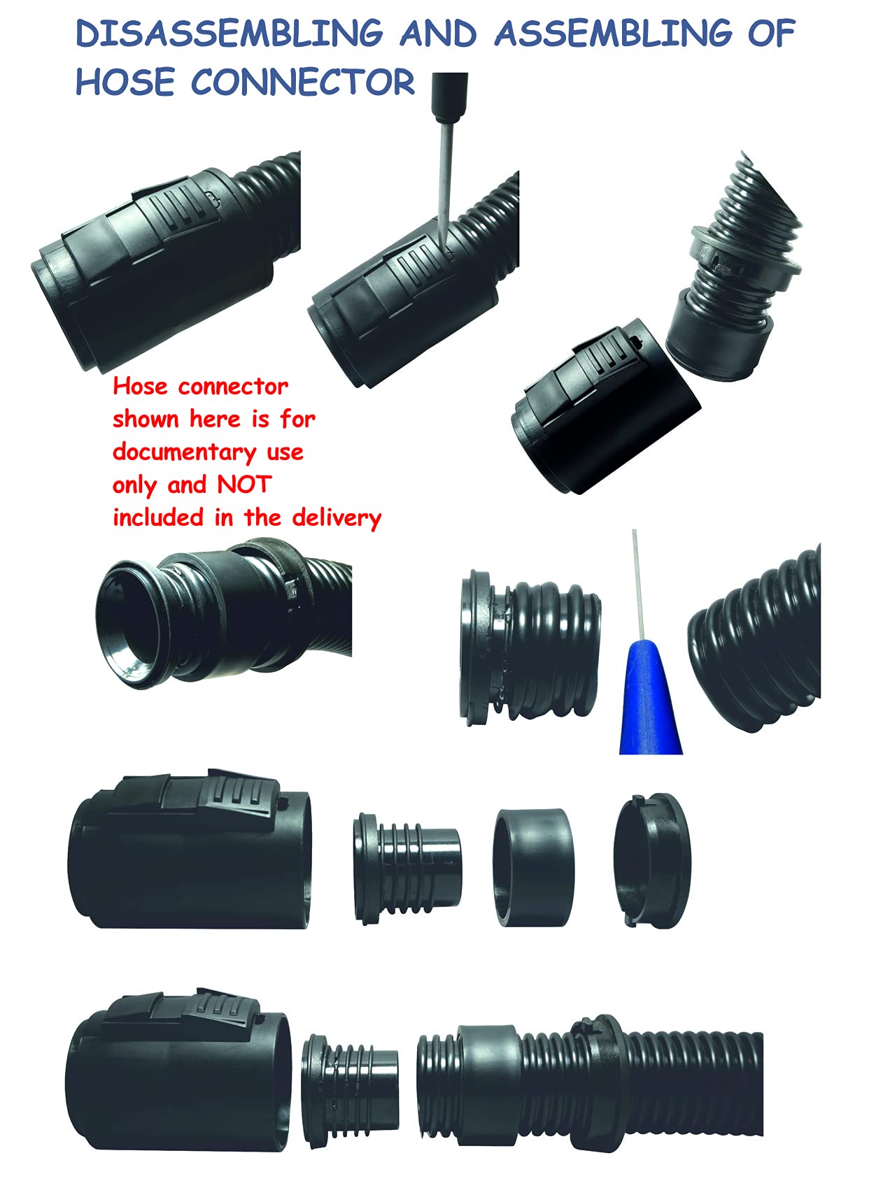 Vacuum Cleaner Hose, 32mm Inner Diameter, 40 mm Outer Diameter (3m) Black