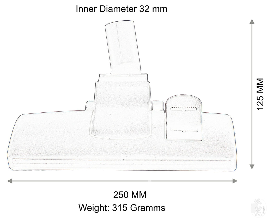 Carpet Brush, 32 mm Connecting Size, for Indoor, Suitable for Carpets, Wooden-, Stone- and Tile Flooring, Effortless Gliding on 4 Wheels