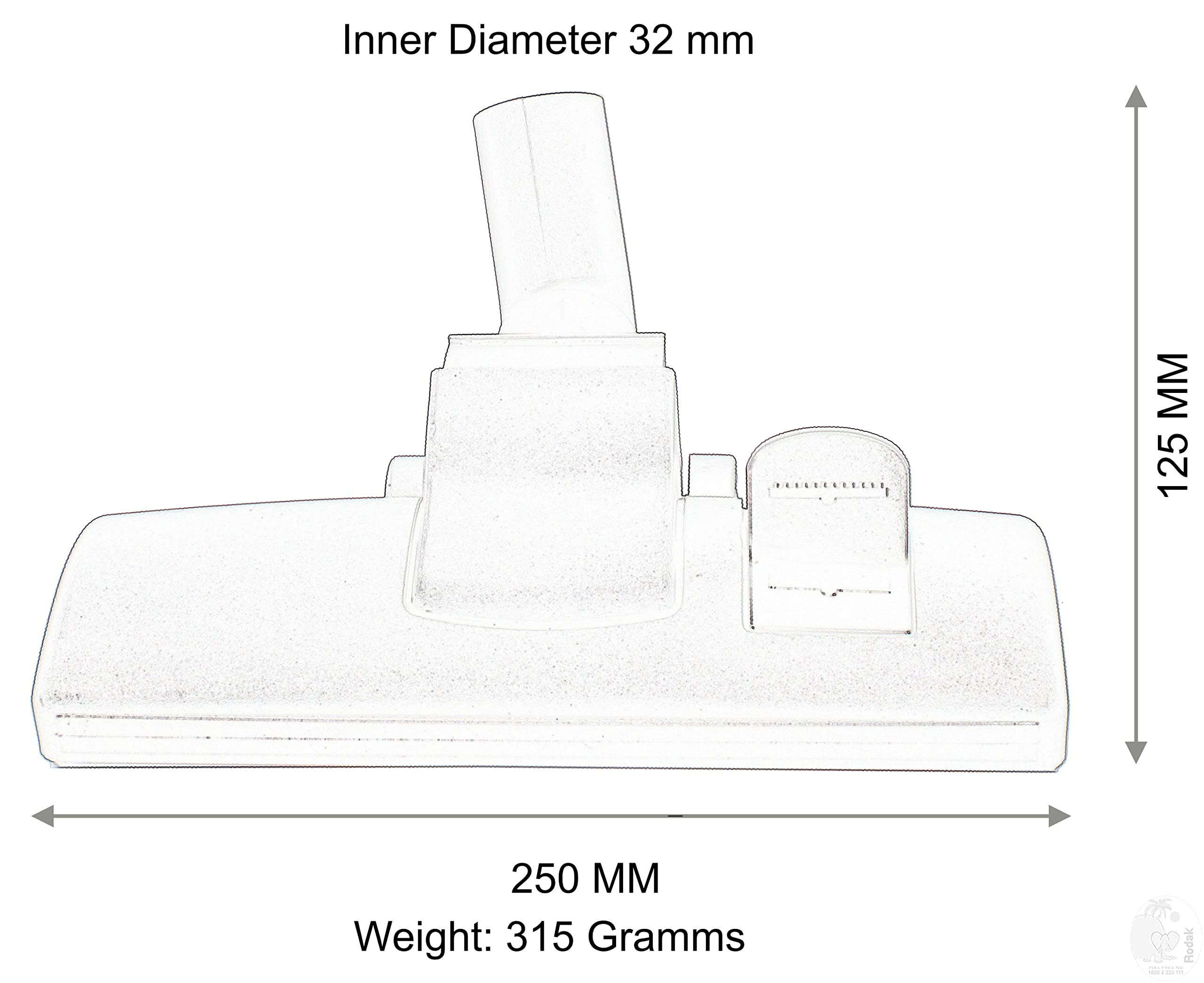 Carpet Brush, 32 mm Connecting Size, for Indoor, Suitable for Carpets, Wooden-, Stone- and Tile Flooring, Effortless Gliding on 4 Wheels