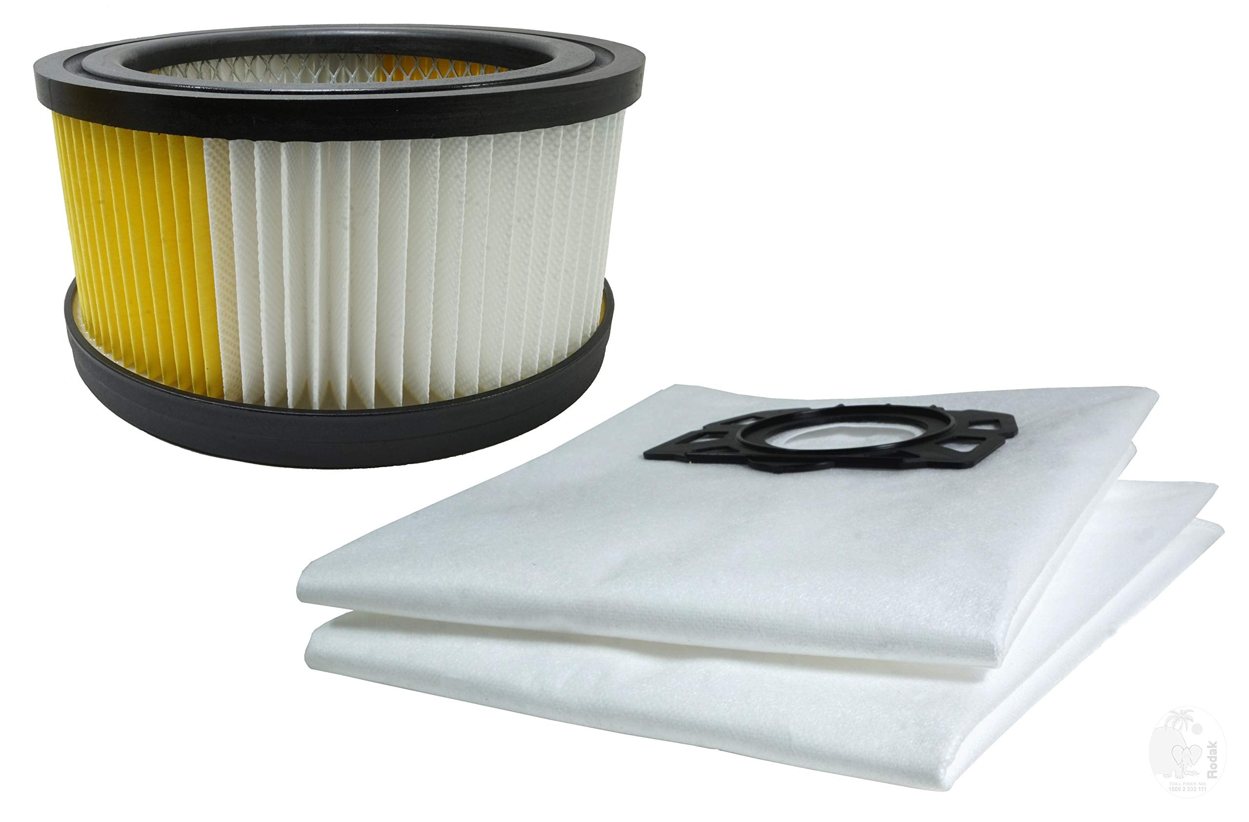 1 Nano Coated Cartridge Filter And 2 Fleece Filter Bags Compatible With Karcher WD 4 and WD 5, Imported
