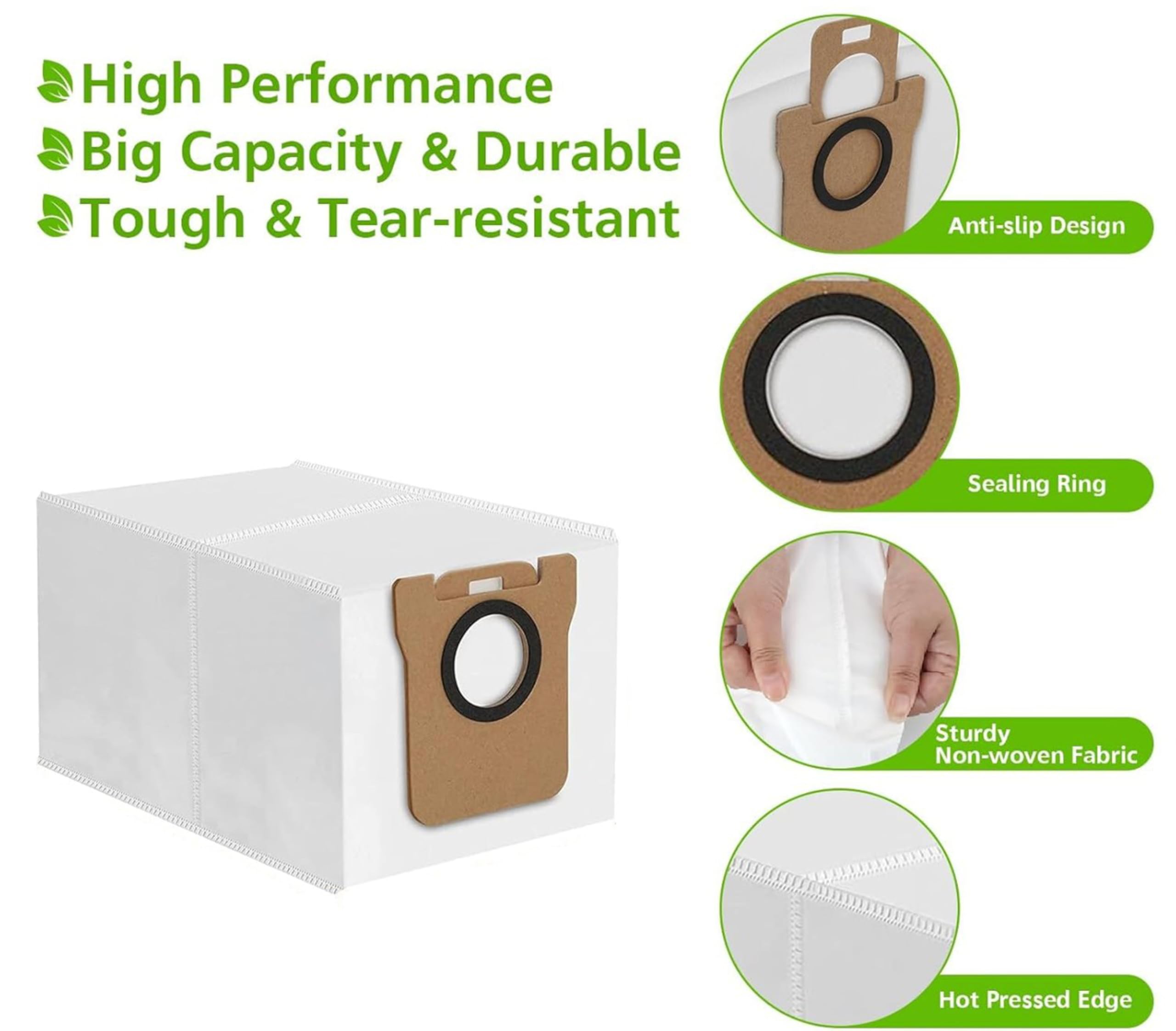 Replacement Dust Bags Compatible with XIAOMI MIJIA Robot X10+ / X10, X20 Pro / X20 Pro Plus / B101CN / OMNI 1S Robotic Vacuum Cleaner (2 pcs)