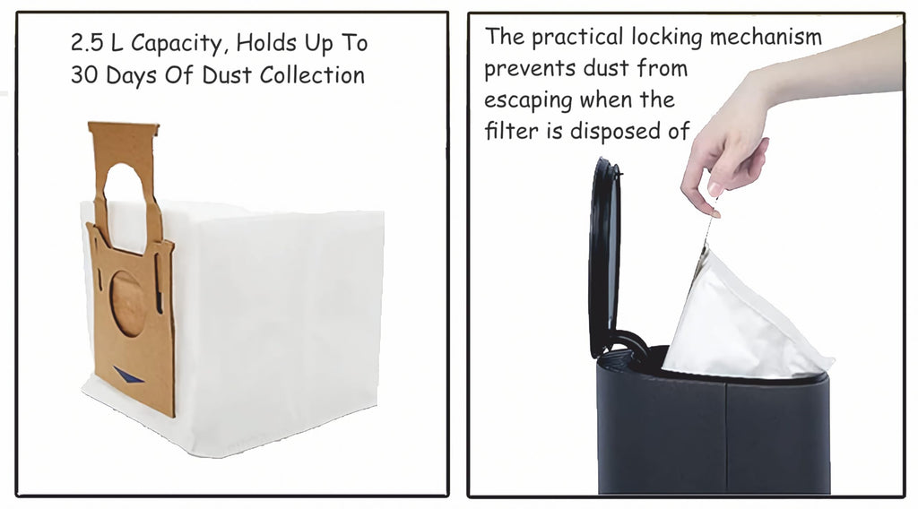 5 Replacement Dust Bags for Auto Empty Station Compatible with Ecovacs Deebot N8 / N8 Pro / T8 N10 / N10 Plus Series Robot Vacuum Cleaners