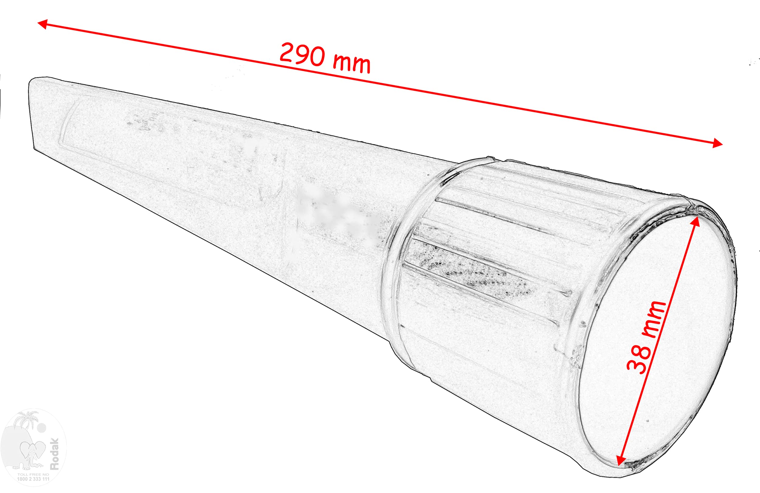 Crevice Nozzle, 38 mm, 290 mm Long, for Professional Use