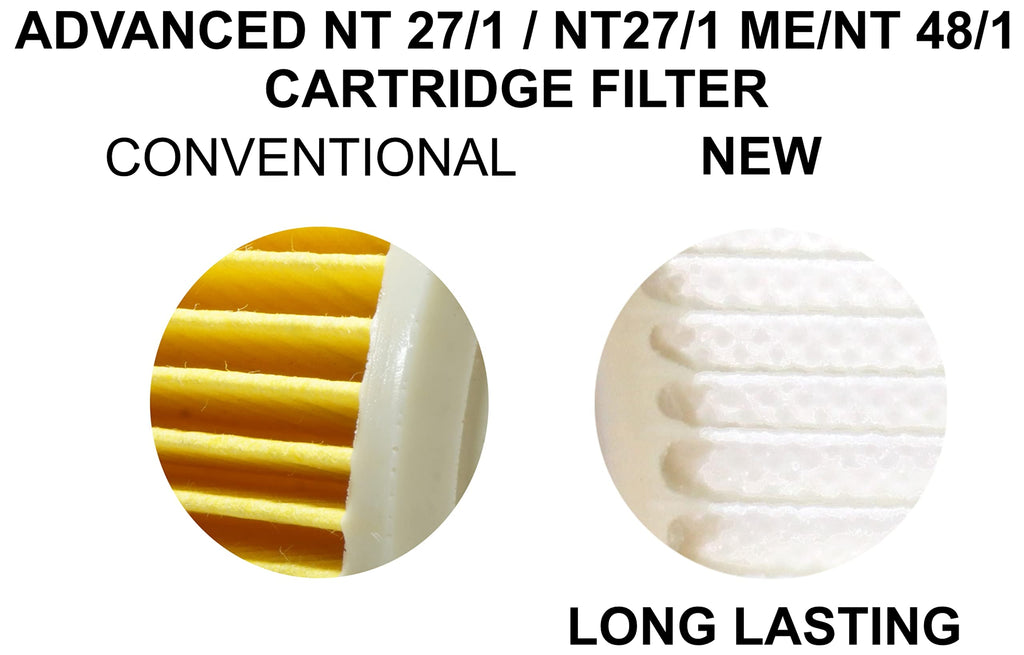 Karchre NT 27/1 / NT27/1 ME/NT 48/1 Cartridge Filter, Locking Knob Included, Long Lasting and Washable (White)