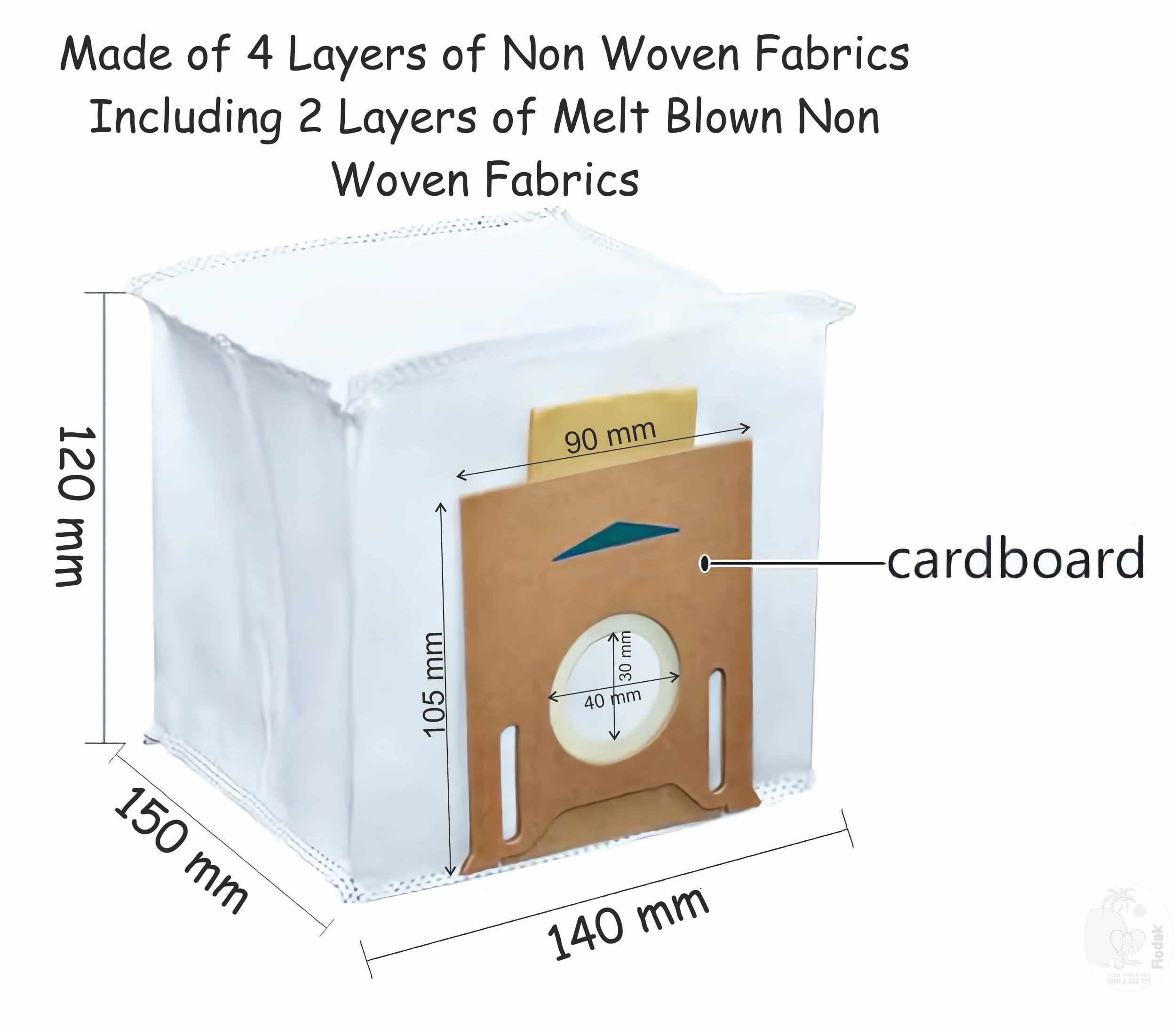 5 Replacement Dust Bags for Auto Empty Station Compatible with Ecovacs Deebot N8 / N8 Pro / T8 N10 / N10 Plus Series Robot Vacuum Cleaners