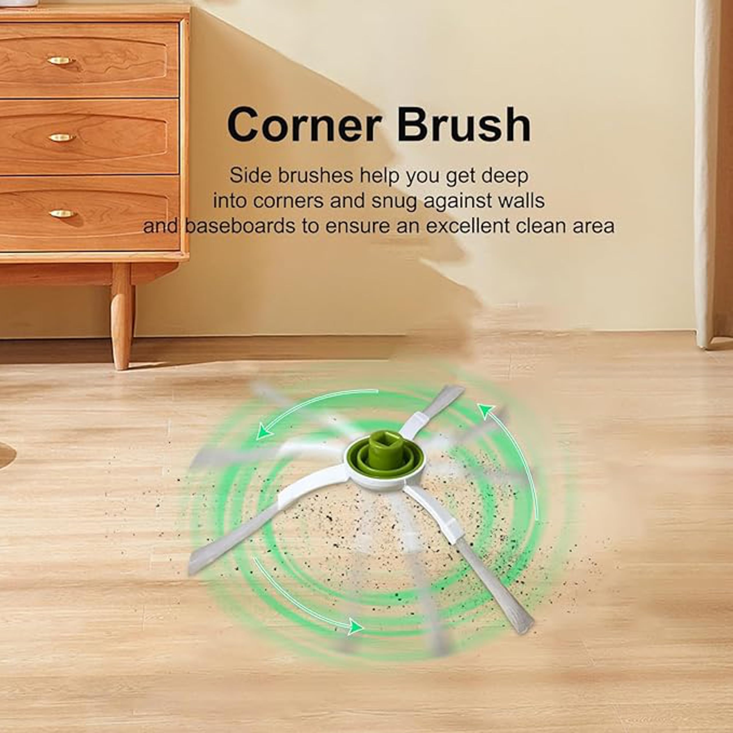4pc Side Spinning Brush Replacement for Ecoveacs IROBOTs T20, T20 PRO, T20 MAX, T20 MAX Plus, T20 PRO MAX Vacuum Cleaners.