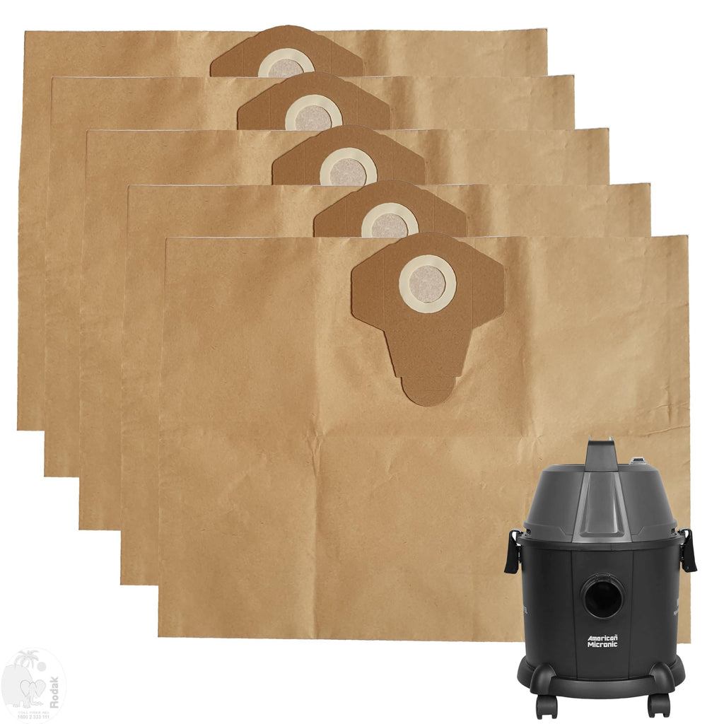 Paper Dust Bags Set of 5 - Compatible with American Micronic 15 L