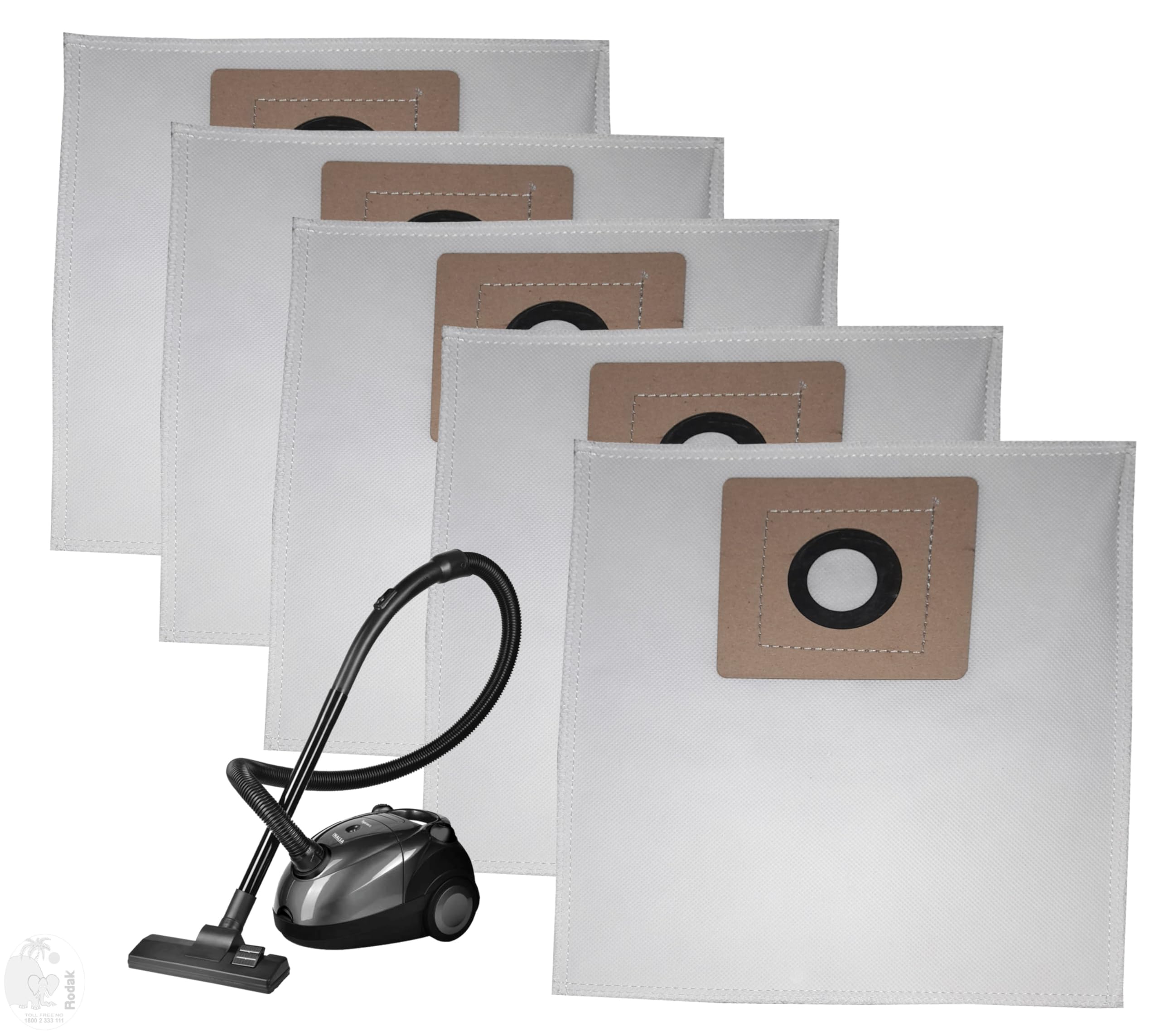 Inalsa Spruce 1200 Watt Compatible Set of 5 Dust Bags, Tear Resistant, 3-Ply Dust Bags Provides an Advanced Filtration on Micro-Level Compared to 2 Ply Paper Filters