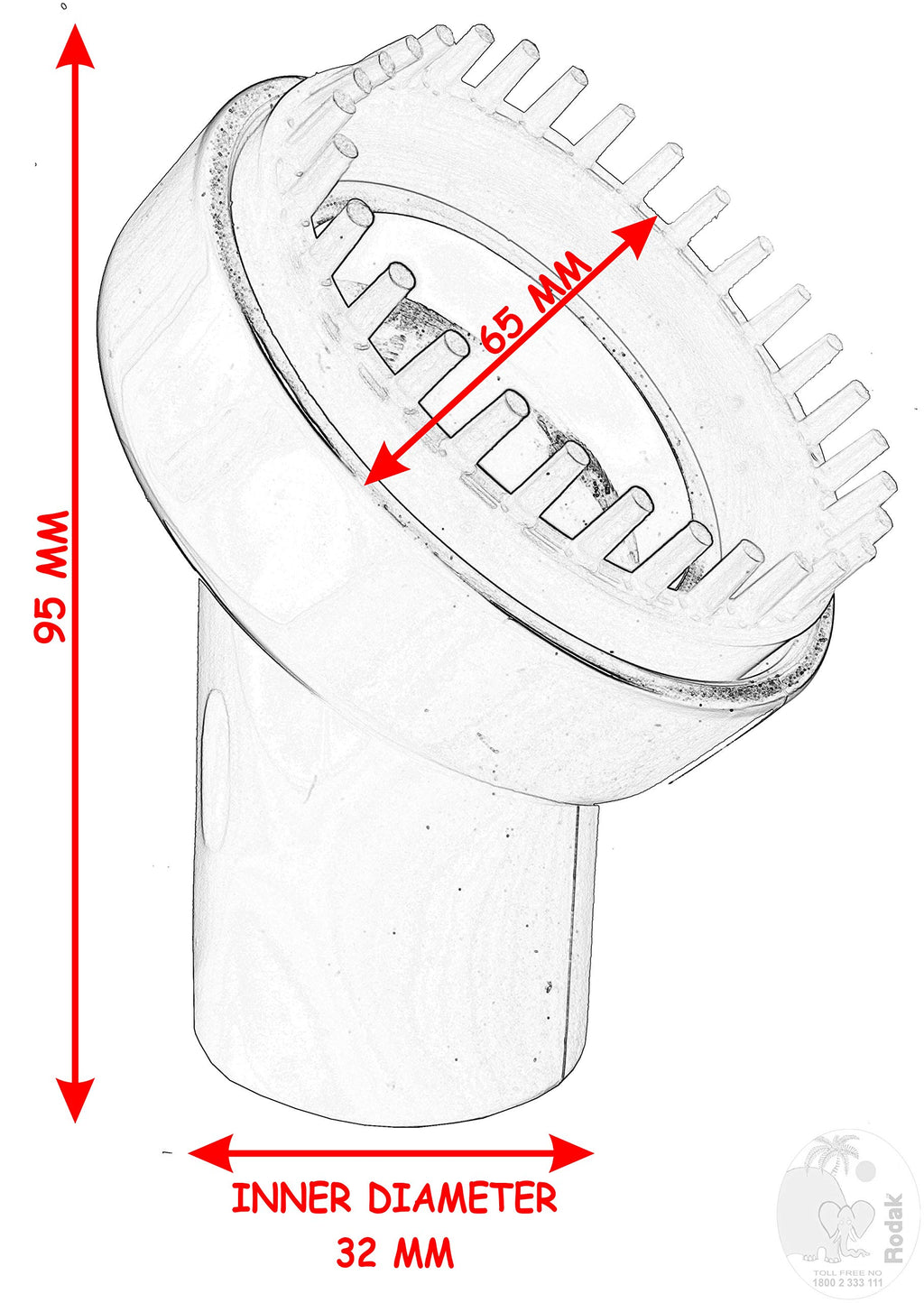 Pet Brush, 32 mm, Effectively Removes Fleas While Grooming Pets, Vacuums Loose Hair, Dirt and Fleas, Imported