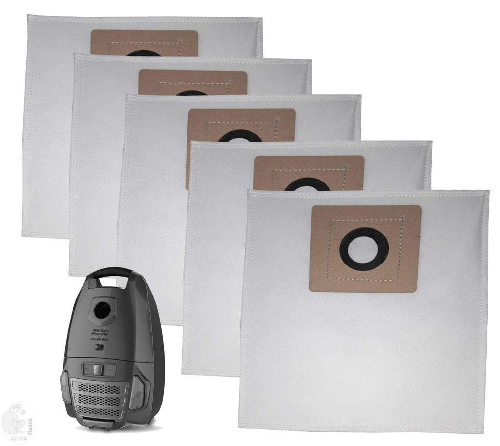 American Micronic Ami-Vcc-2200Wdx Compatible Set of 5 Dust Bags, Tear Resistant, 3-Ply Dust Bags Provides an Advanced Filtration on Micro-Level Compared to 2 Ply Paper Filters