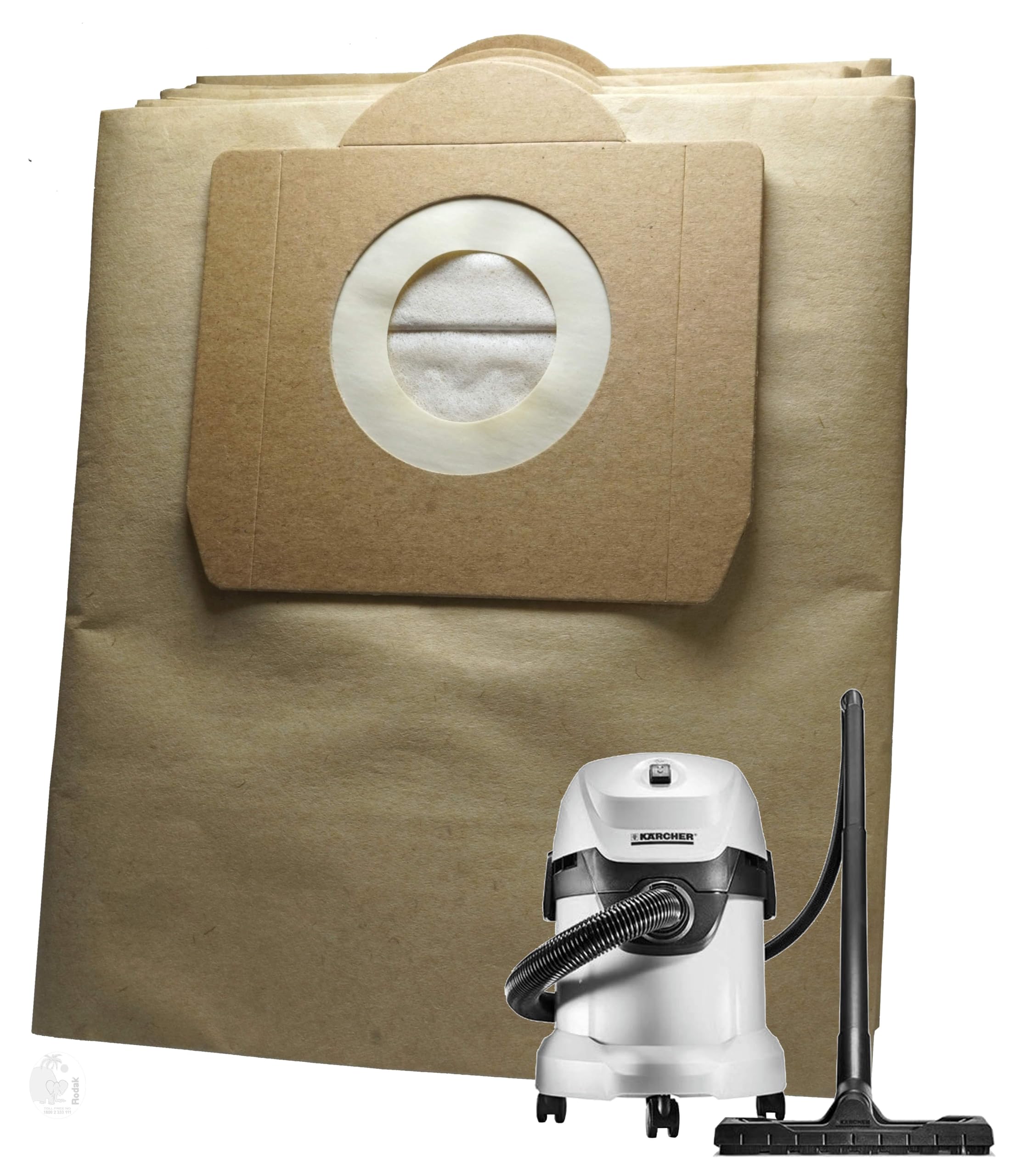 Paper Dust Bags compatible with Karcher WD3, WD3 P, MV3 & WD 3.200, Made Of Double Ply Filter, Tear Resistance. Imported (Pack of 5)
