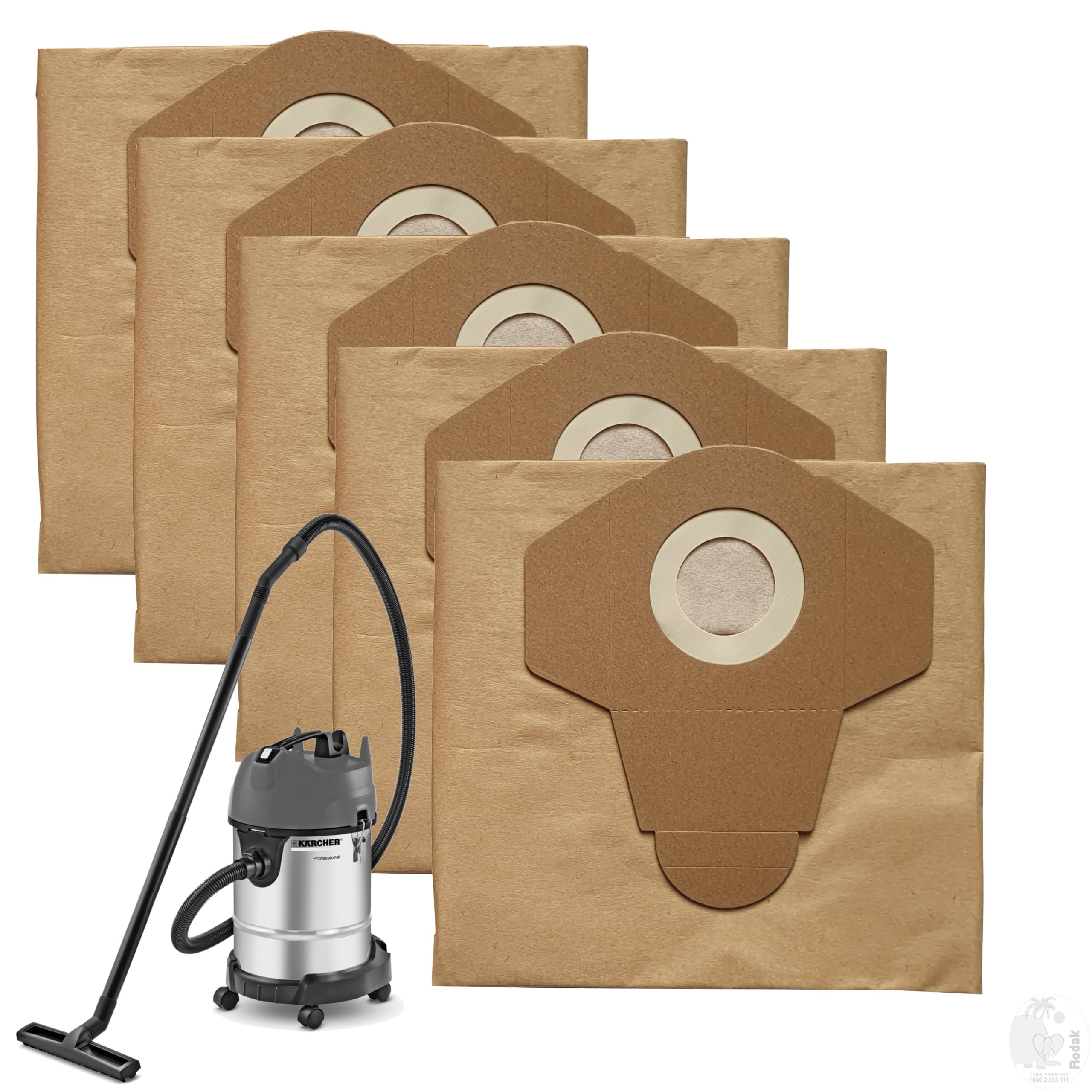 Paper Dust Bags Set of 5 - Compatible with Karcher NT 30/1 tact L