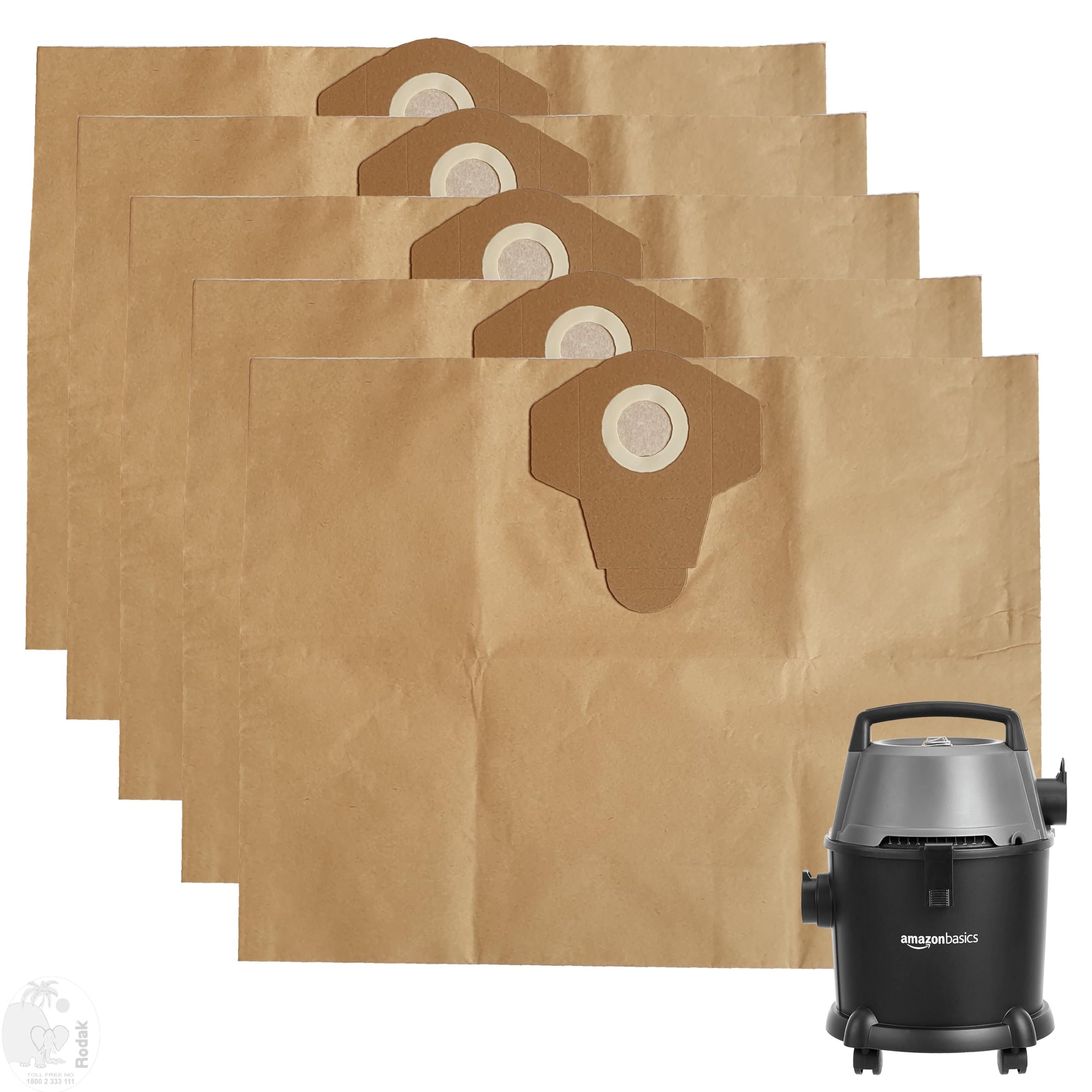 Paper Dust Bags Set of 5 - Compatible with Amazon Basic 15 L