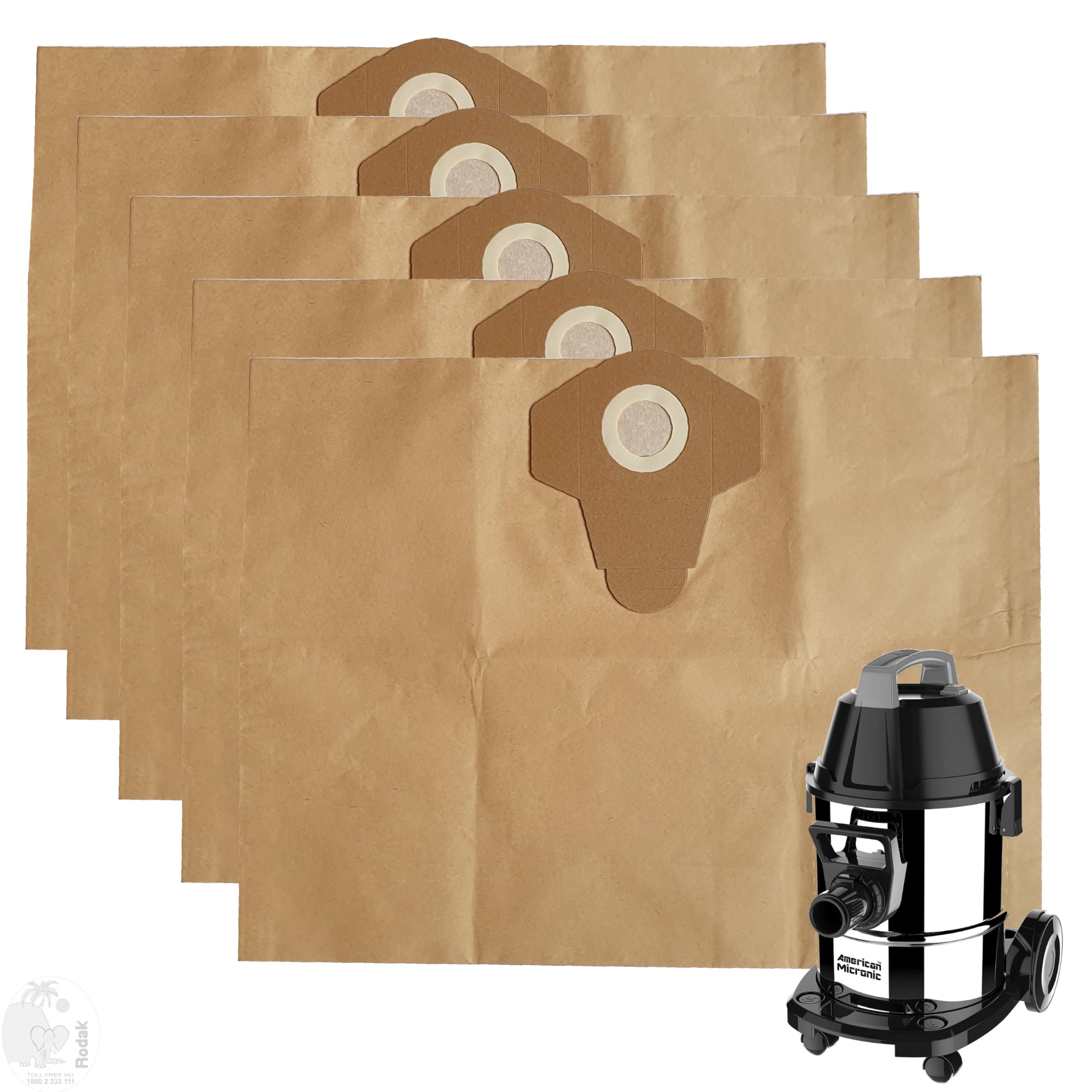 Paper Dust Bags Set of 5 - Compatible with American Micronic AMI-VCD21-1600W