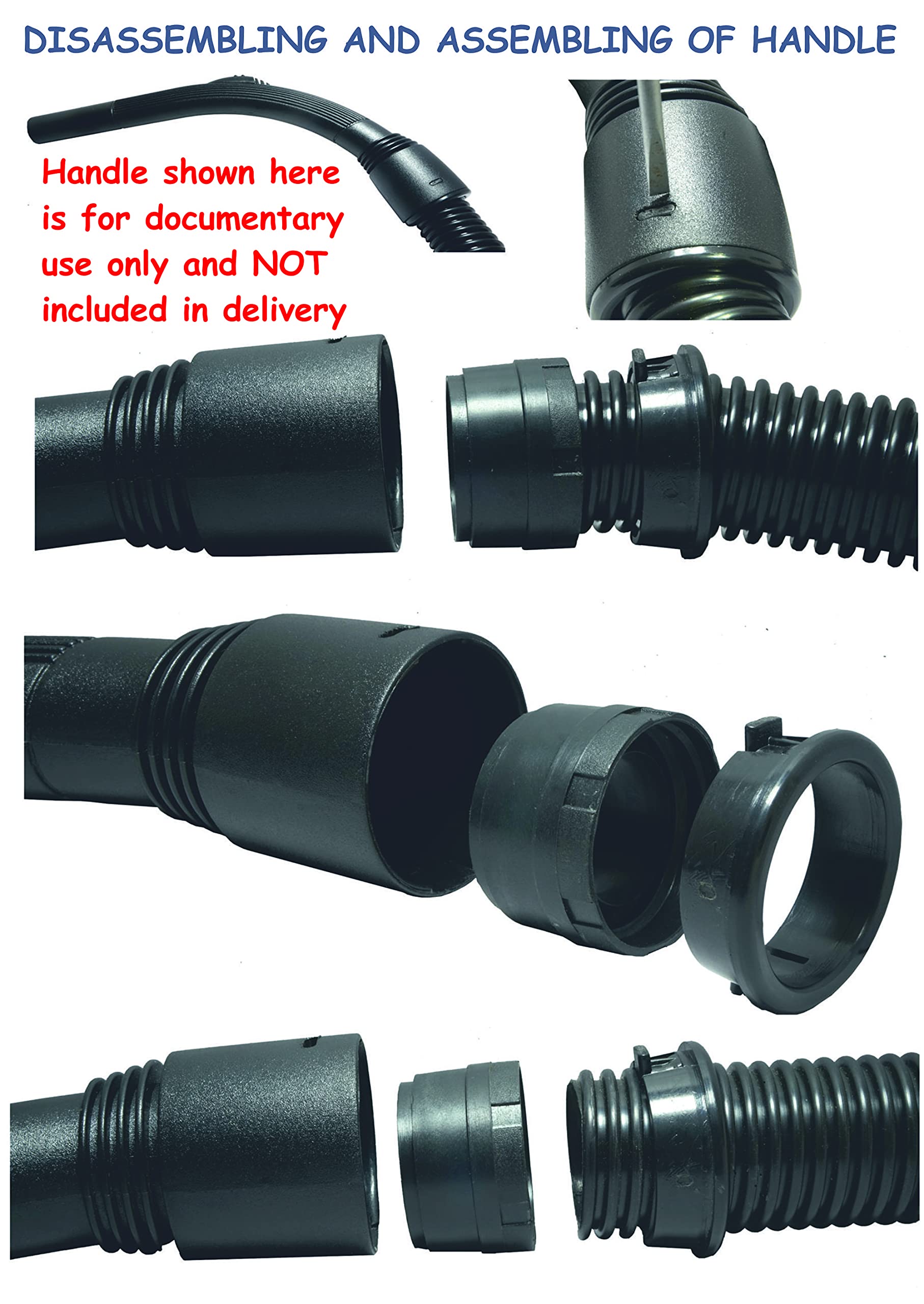 Vacuum Cleaner Hose, 32mm Inner Diameter, 40 mm Outer Diameter (Black, 4m)