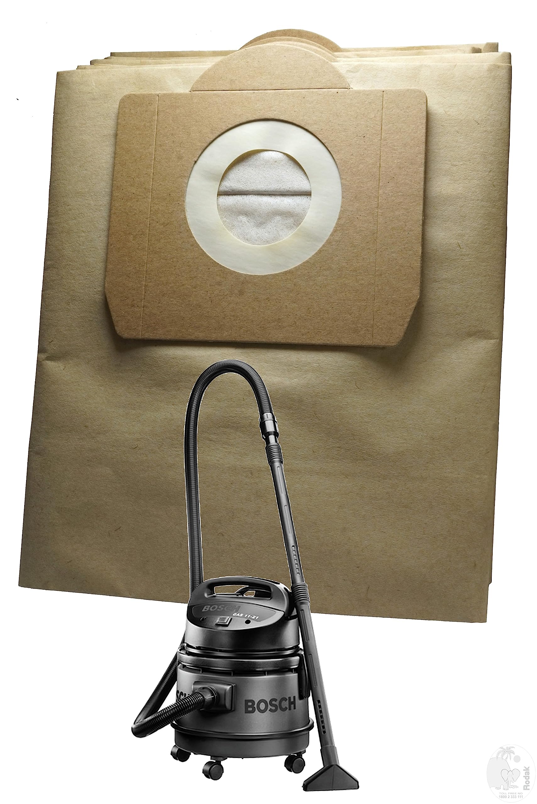 5 Paper Dust Bags Compatible with Bosh Gas 11-21 Made of Double Ply Filter, Tear Resistance. Imported