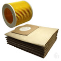 Cartridge Filter And 5 Paper Filter Dust Bags Compatible With Karcher WD3, MV3, WD 3.200 Vacuum Cleaner, Imported