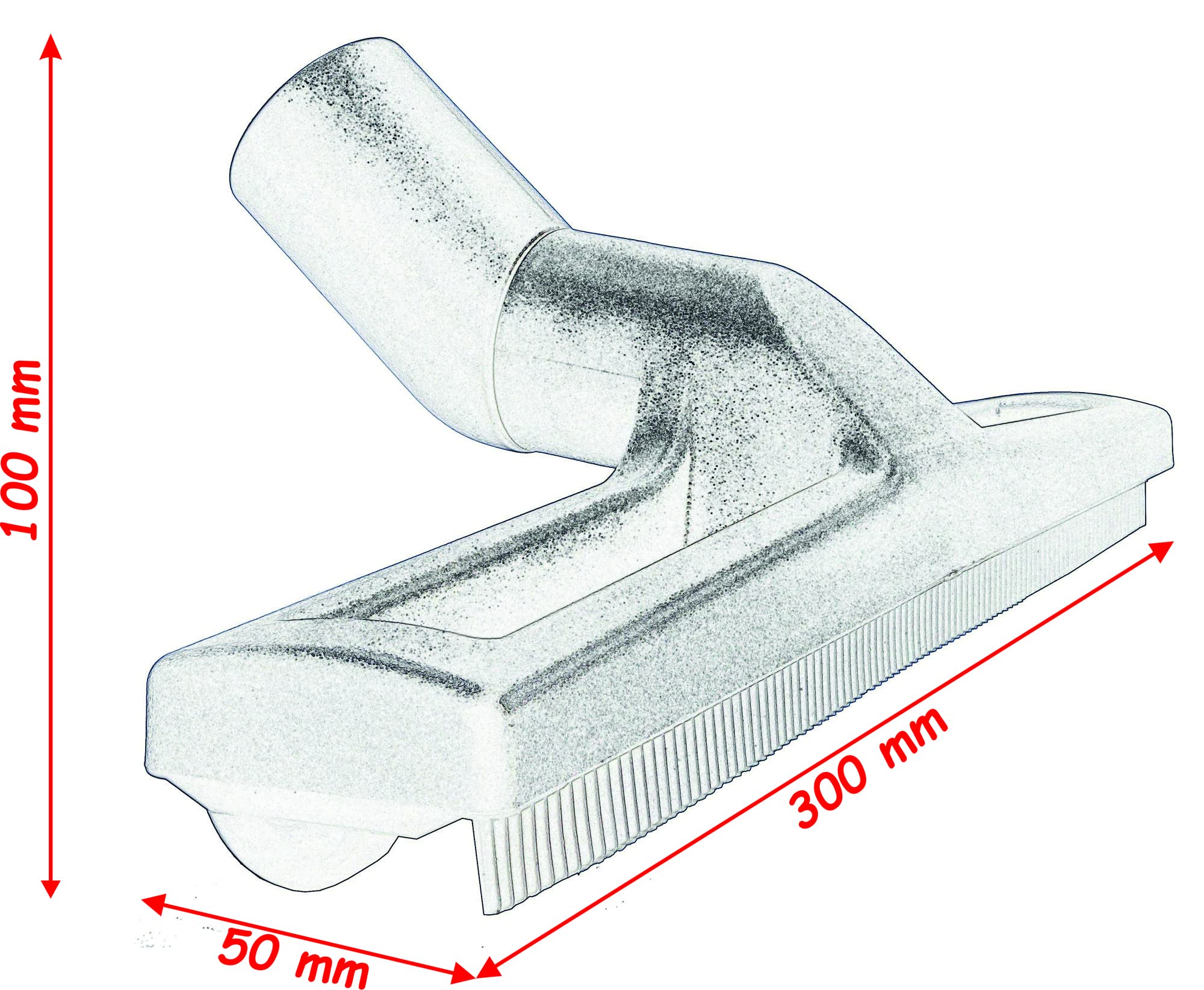 Brush for Wet Floor Cleaning, Indoor and Outdoor, 300 mm Width, Sliding On 2 Wheels, 38 mm