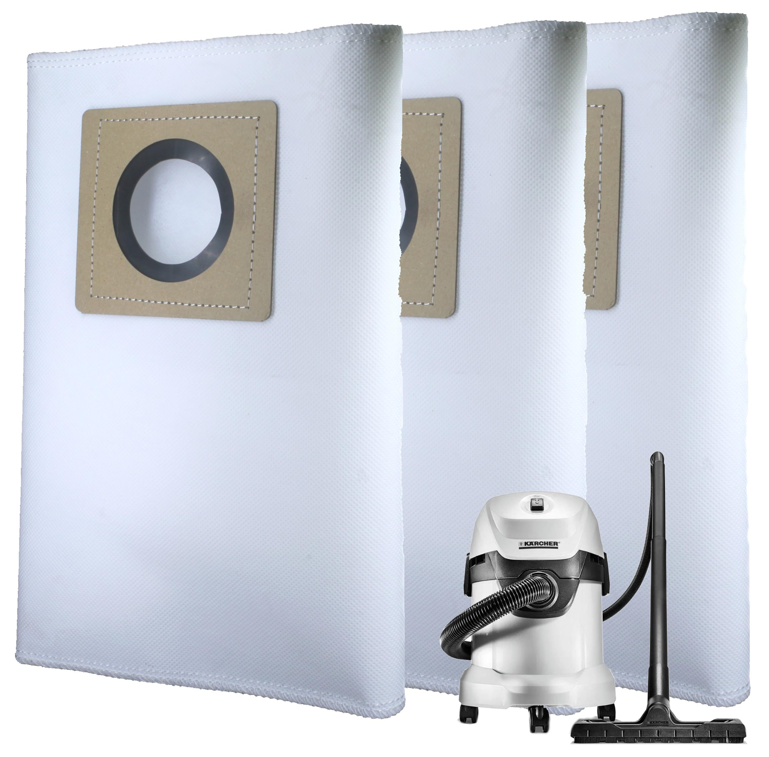 Set of 3 Dust Bags Compatible with Karchre WD3, Tear Resistant, 3-Ply Dust Bags Provides an Advanced Filtration on Micro-Level Compared to 2 Ply Paper Filters